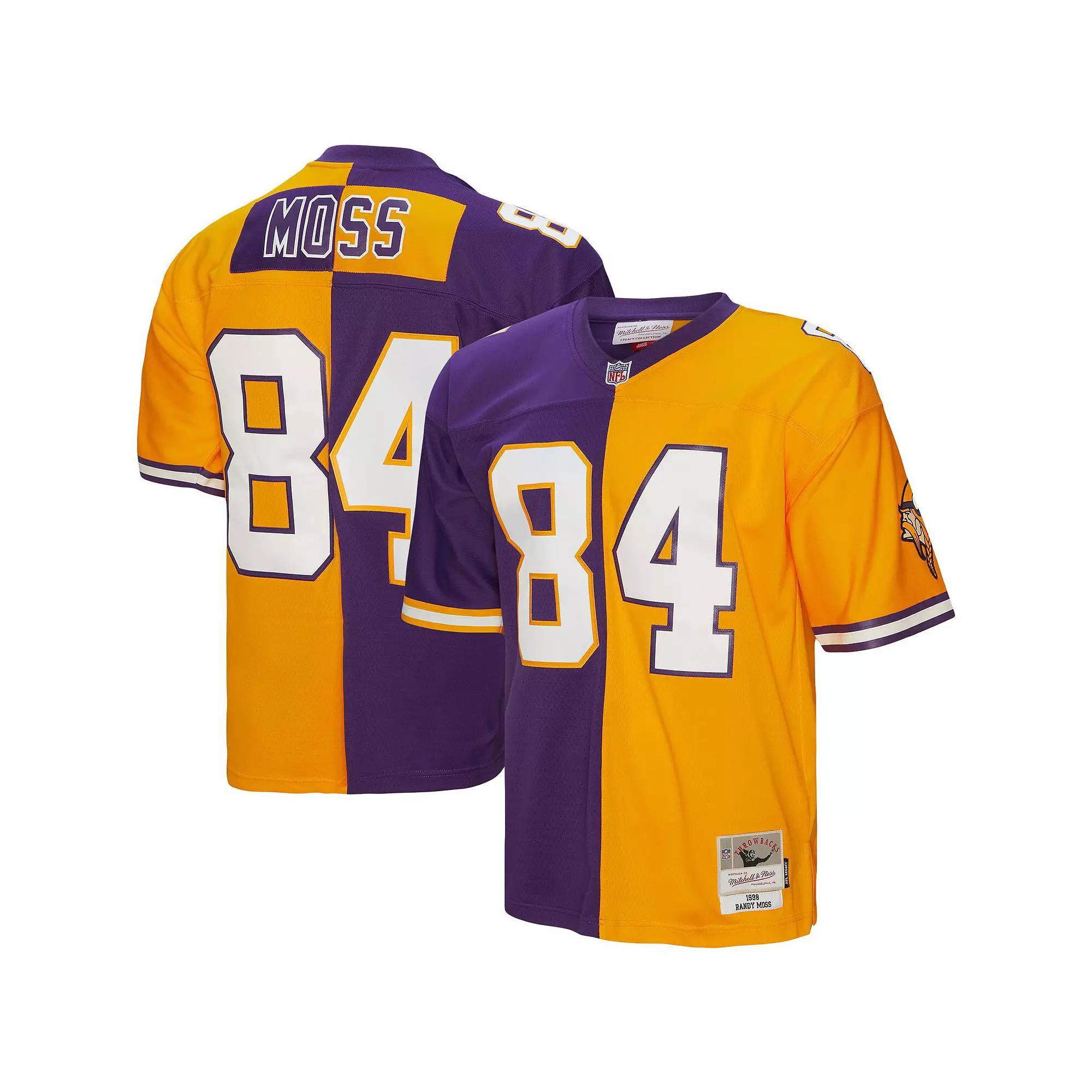 Men's Mitchell & Ness Randy Moss Purple/Gold Minnesota Vikings 1998 Split Legacy Replica Jersey, Size: Medium Product Image