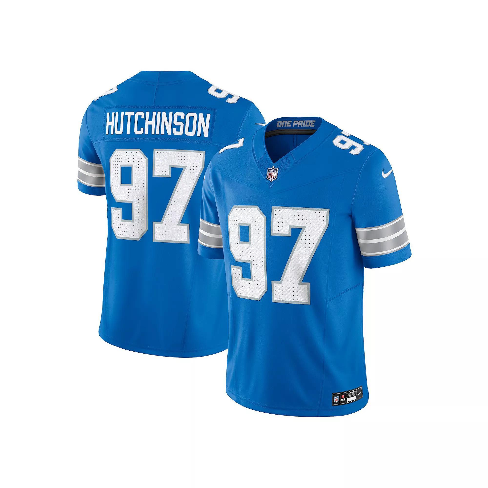 Men's Nike Aidan Hutchinson Blue Detroit Lions Vapor F.U.S.E. Limited Jersey, Size: Large Product Image