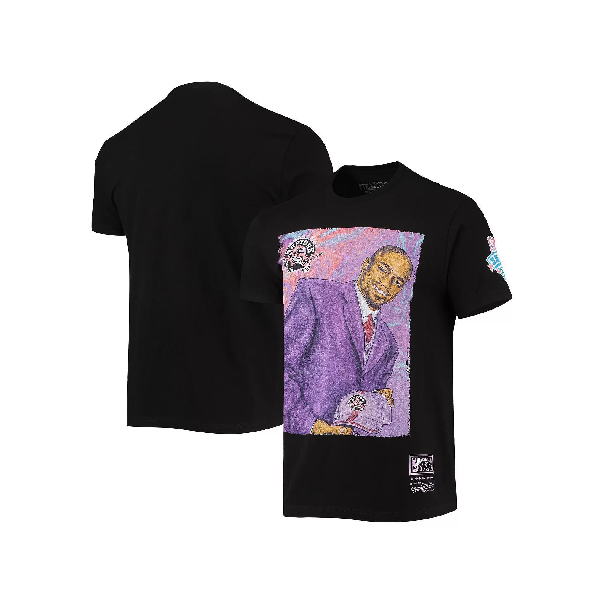 Men's Mitchell & Ness Vince Carter Black Toronto Raptors Hardwood Classics Draft Day Colorwash T-Shirt, Size: XL, Rpt Black Product Image
