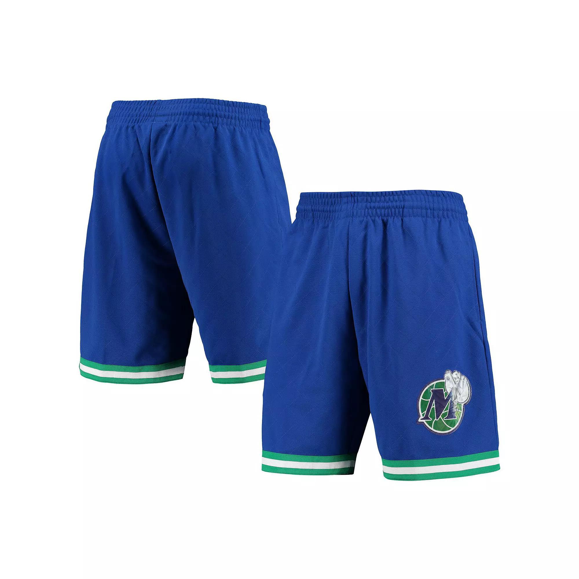Men's Mitchell & Ness Blue Dallas Mavericks 1998 Hardwood Classics 75th Anniversary Swingman Shorts, Size: 4XL Product Image