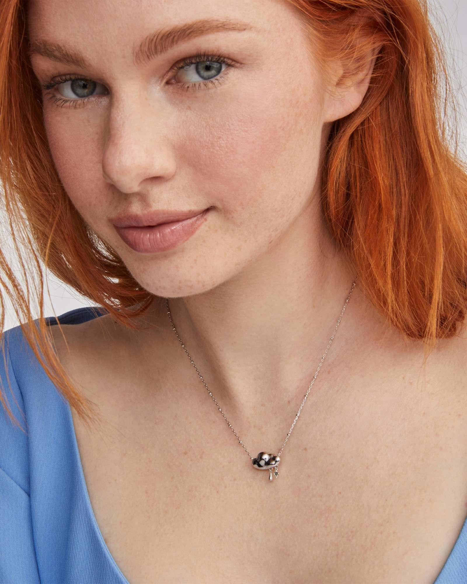 Celeste Cloud Silver Short Pendant Necklace Product Image