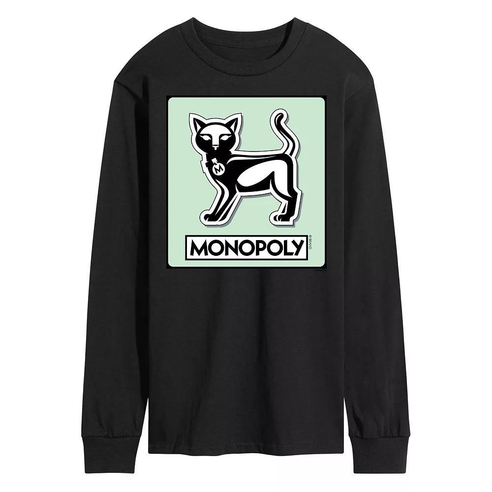 Mens Monopoly Cat Game Token Long Sleeve Graphic Tee Product Image