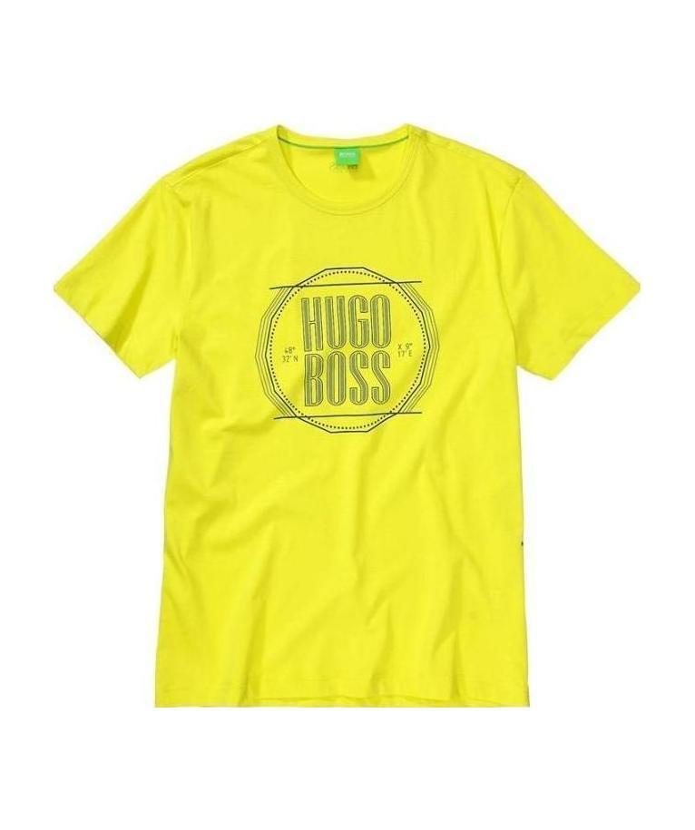 HUGO BOSS T-shirt With Round Neck And Short Sleeves In Yellow Product Image
