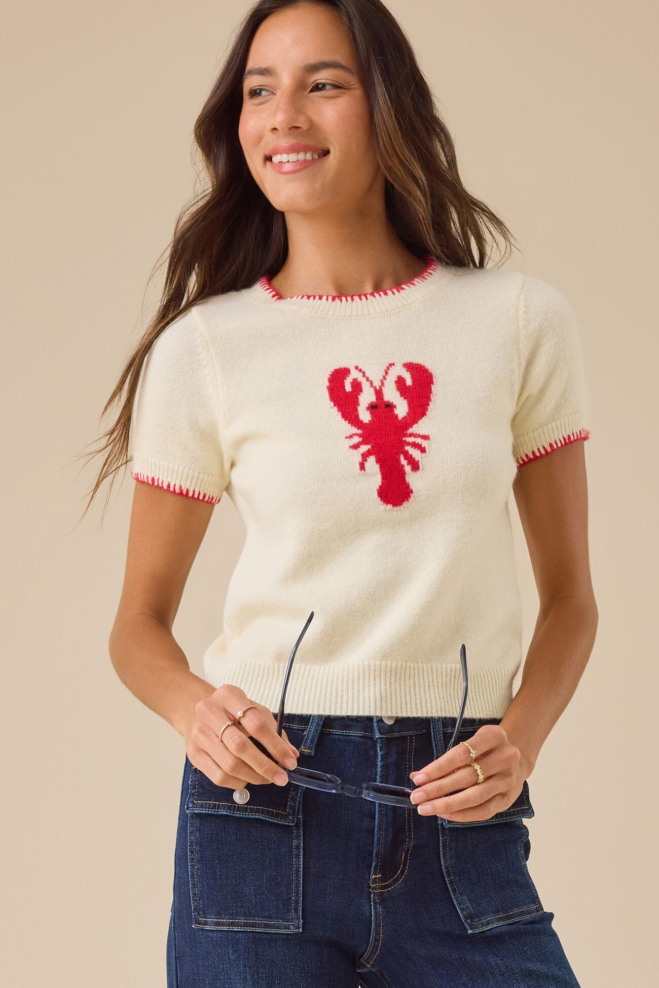 Lily Lobster Short Sleeve Sweater Product Image
