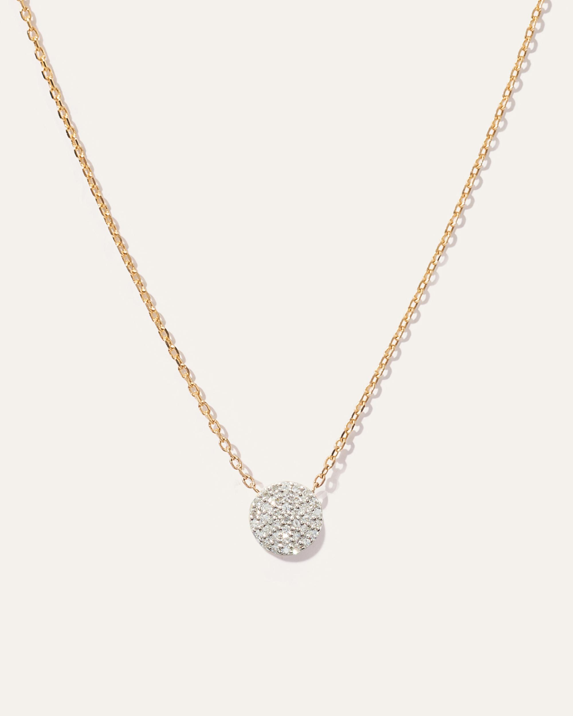 Quince | Women's 14K Gold Pave Diamond Disc Necklace Product Image