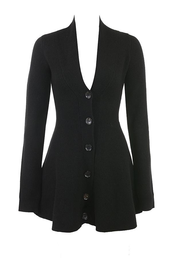 Aubrey Black Wool Knitted Cardigan Dress Product Image