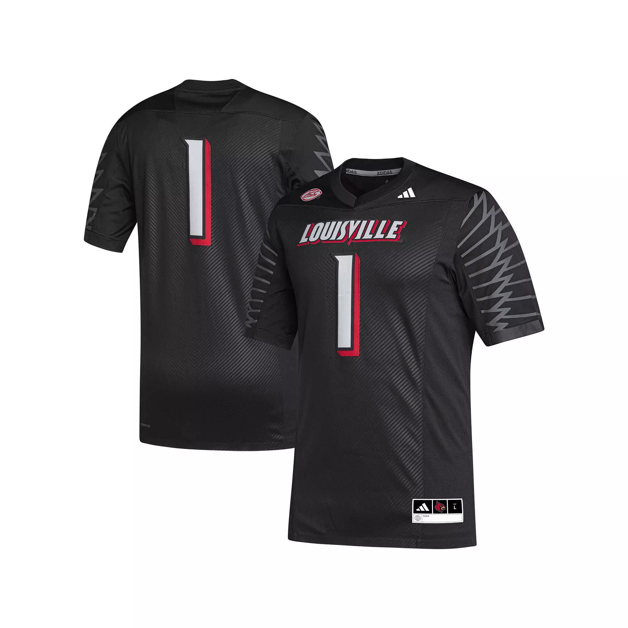 Men's adidas #1 Black Louisville Cardinals Premier Football Jersey, Size: XL Product Image