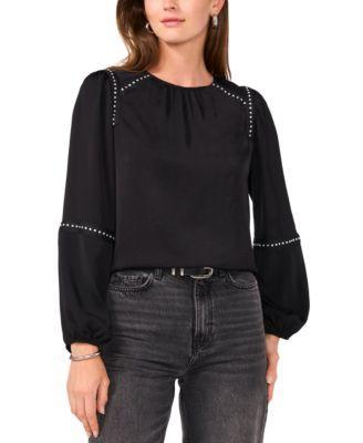 Vince Camuto Womens Grommet-Trim Long-Sleeve Top Product Image