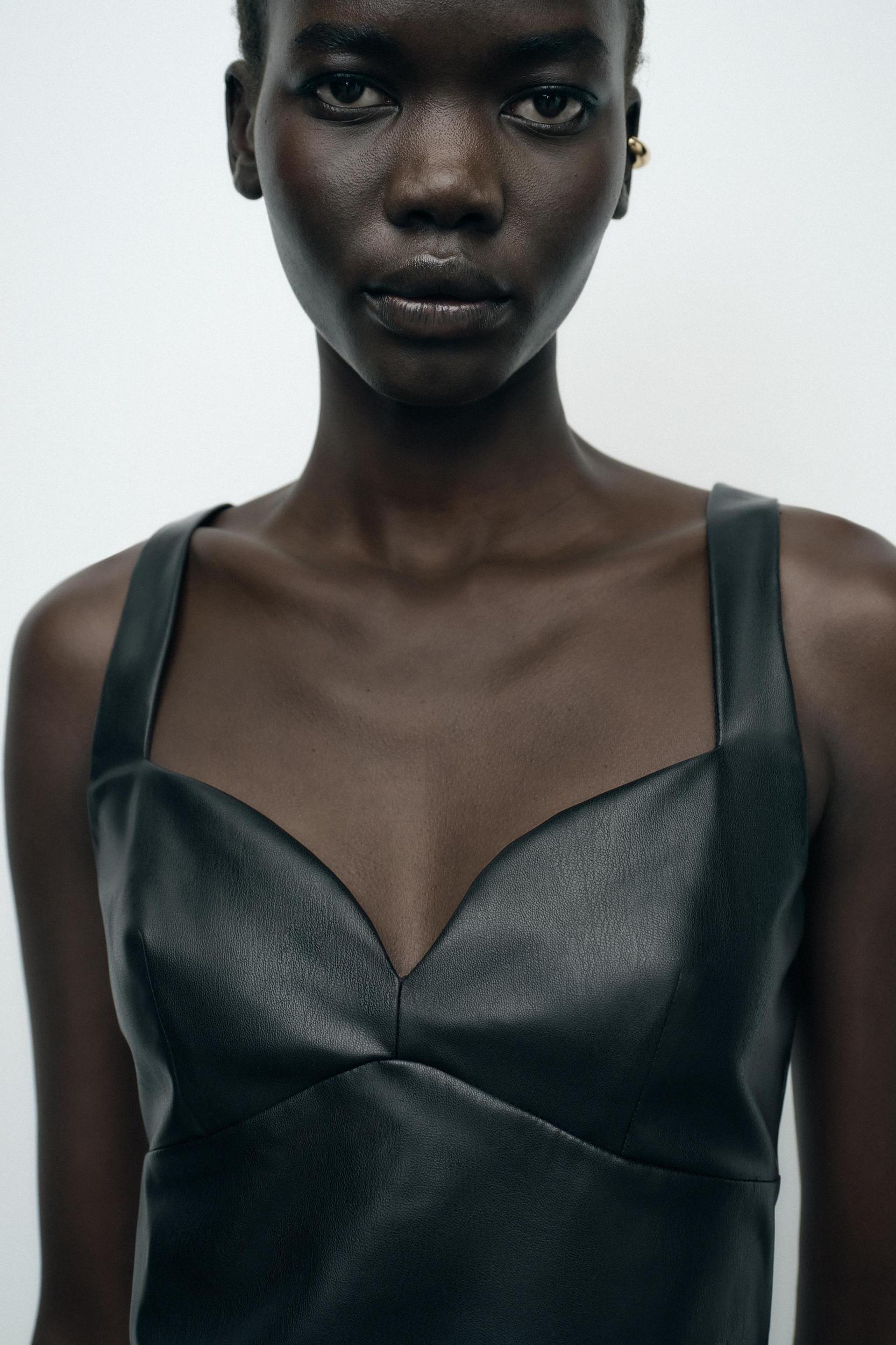 FAUX LEATHER MINI DRESS Product Image