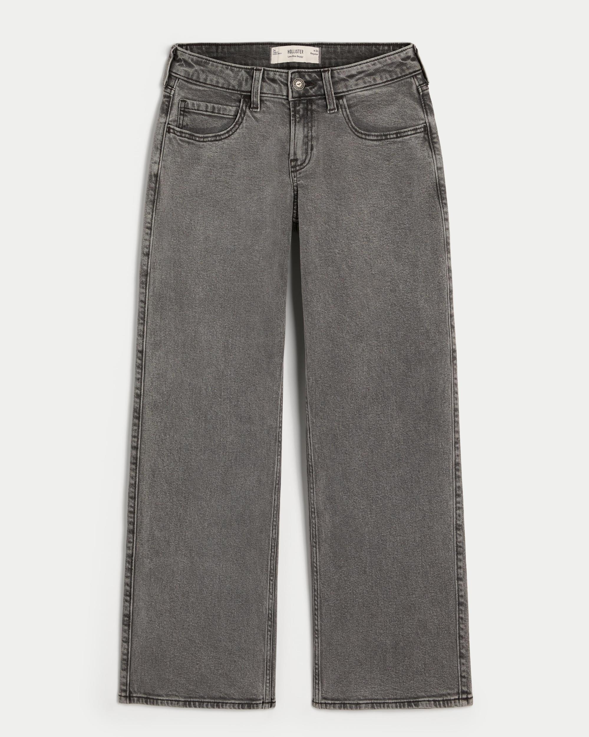 Low-Rise Distressed Medium Wash Baggy Jeans Product Image