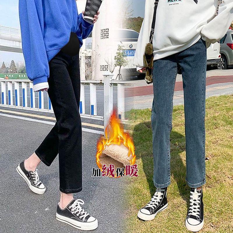 Maternity High Rise Cropped Straight Leg Jeans Product Image