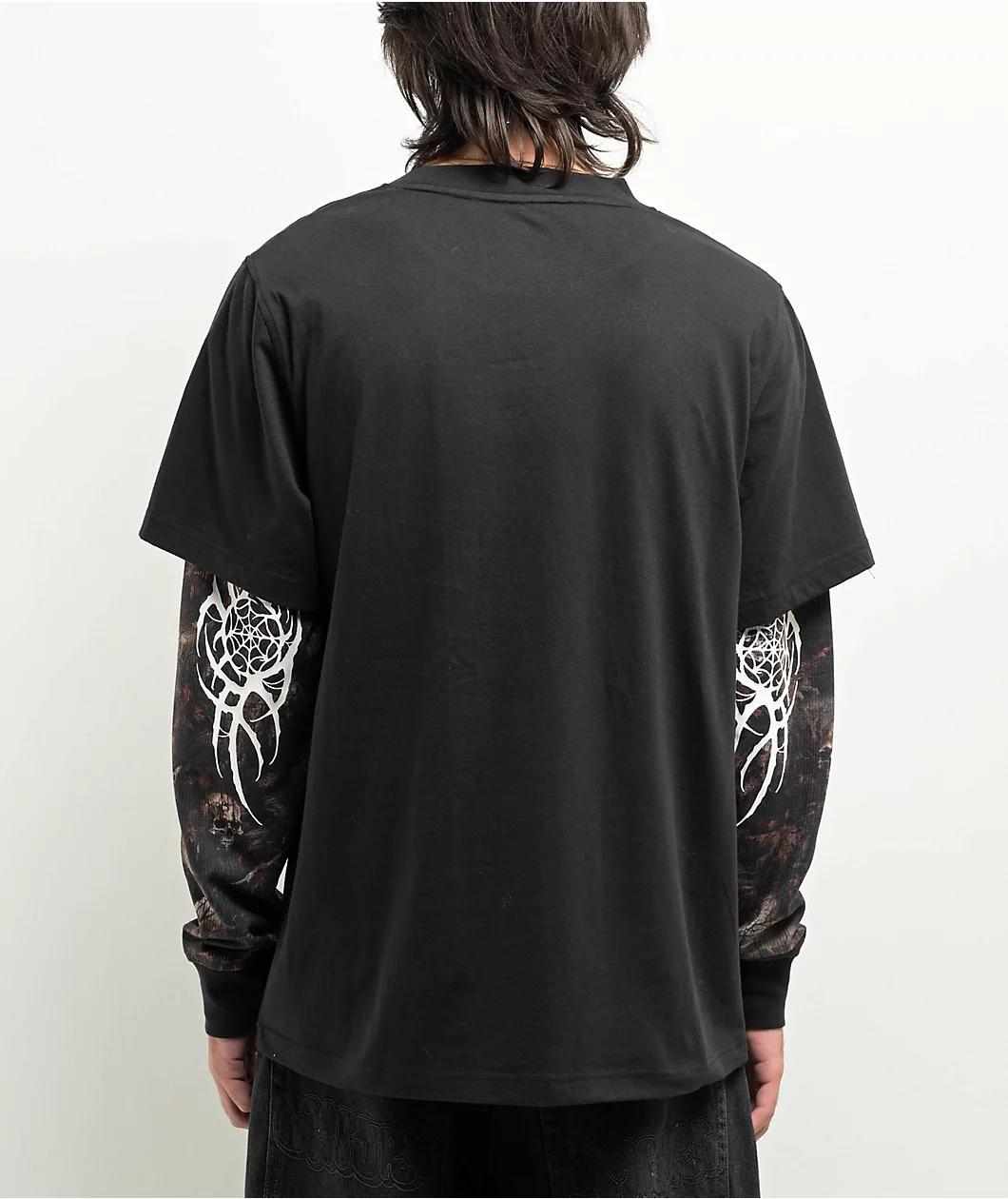Lurking Class By Sketchy x Kyle Grand Sin Black & Camo 2fer Long Sleeve T-Shirt Product Image