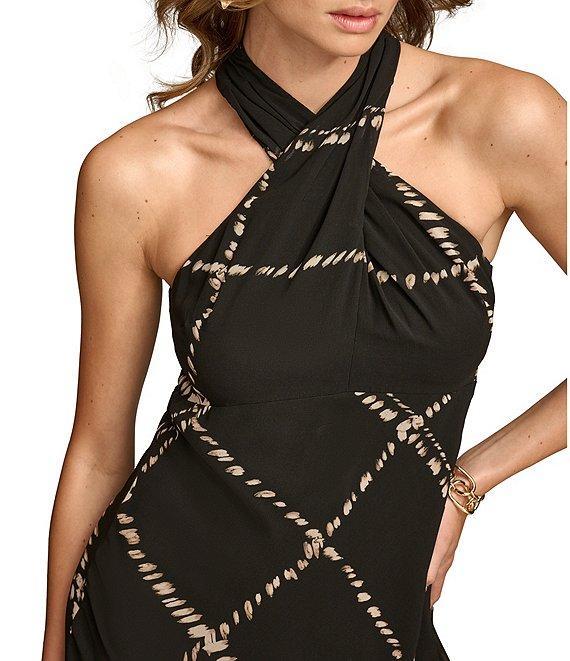 Donna Karan Halter Neck Chiffon Printed Maxi Slip Dress Product Image