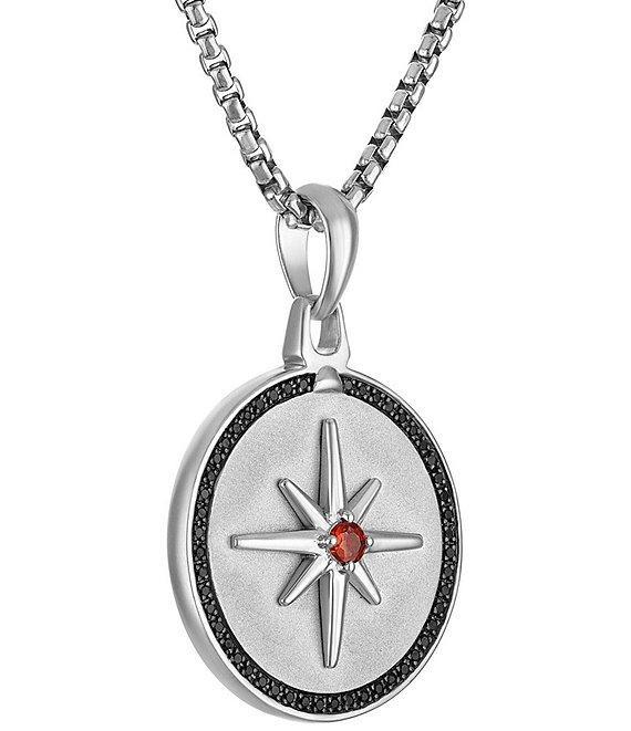 Bulova Men's Black Diamond Sterling Silver North Star Long Pendant Necklace Product Image