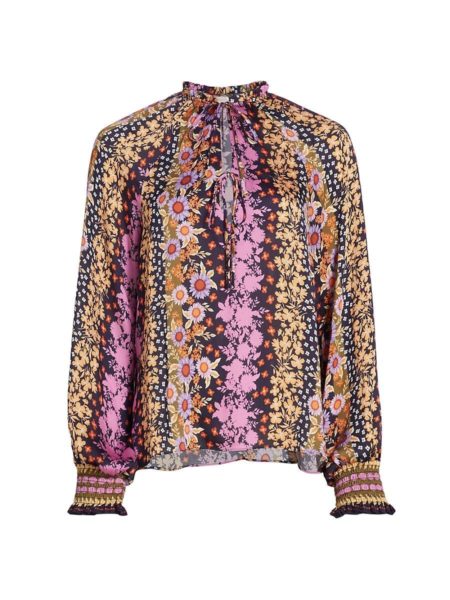 Womens Demi Floral Balloon-Sleeve Top Product Image
