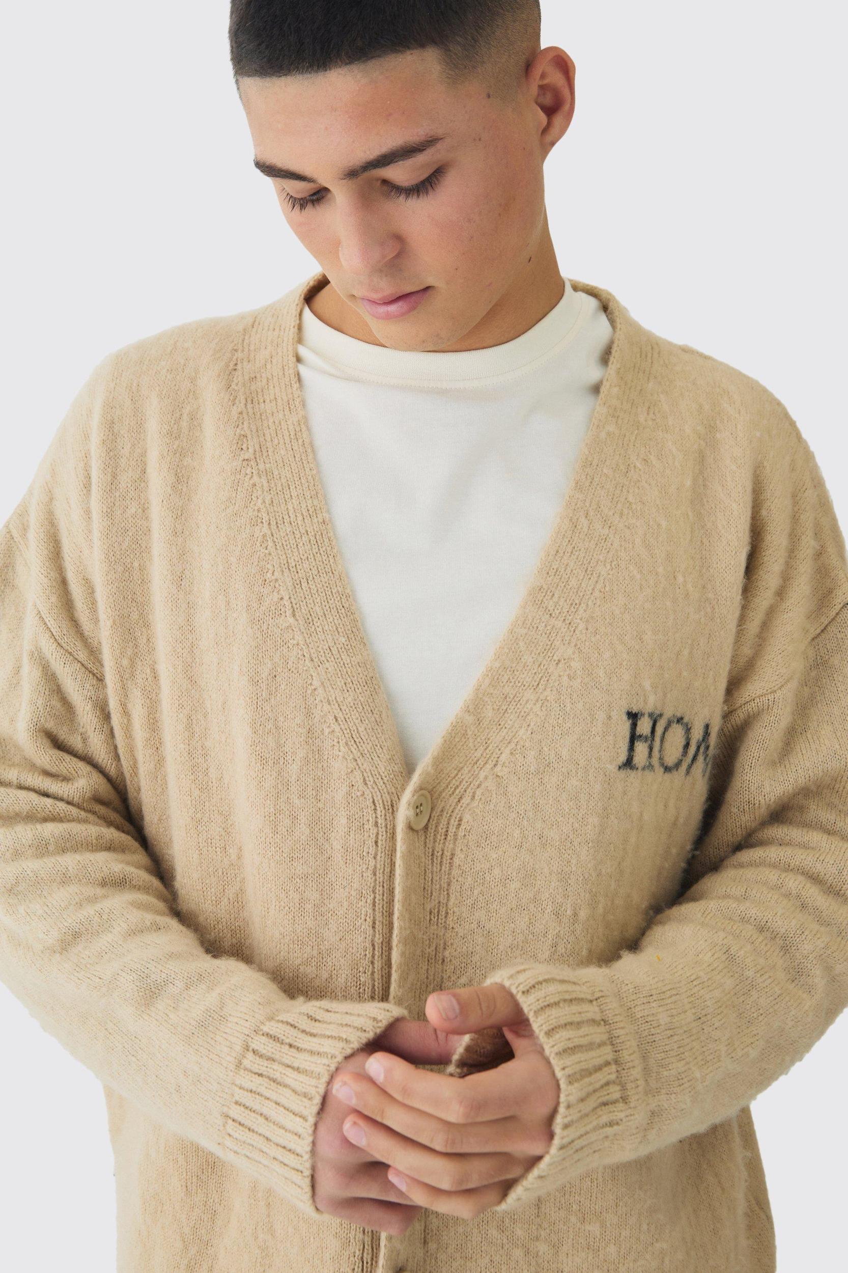 Homme Fluffy Knit Cardigan | boohooMAN USA Product Image