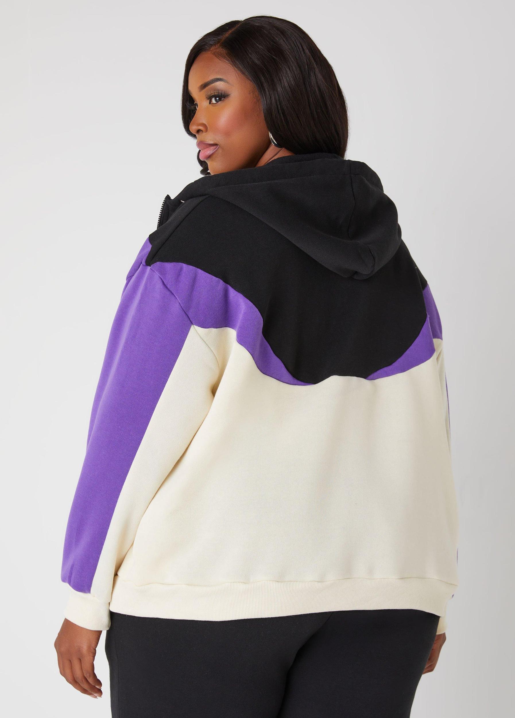 Plus Size Colorblock Fleece Hoodie Ashley Stewart Product Image