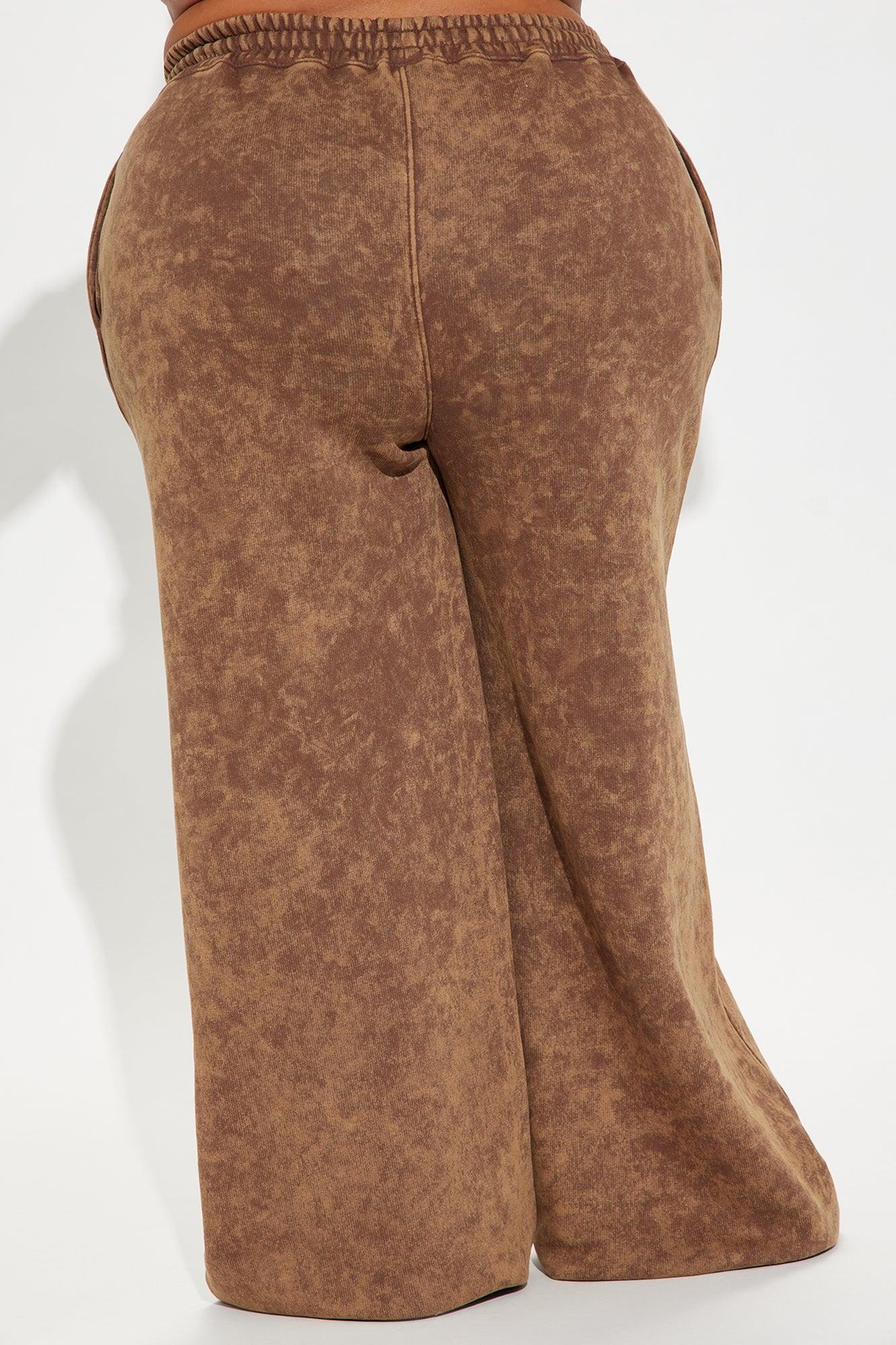 The Brooklyn Way Washed Wide Leg Pant - Brown Combo Product Image
