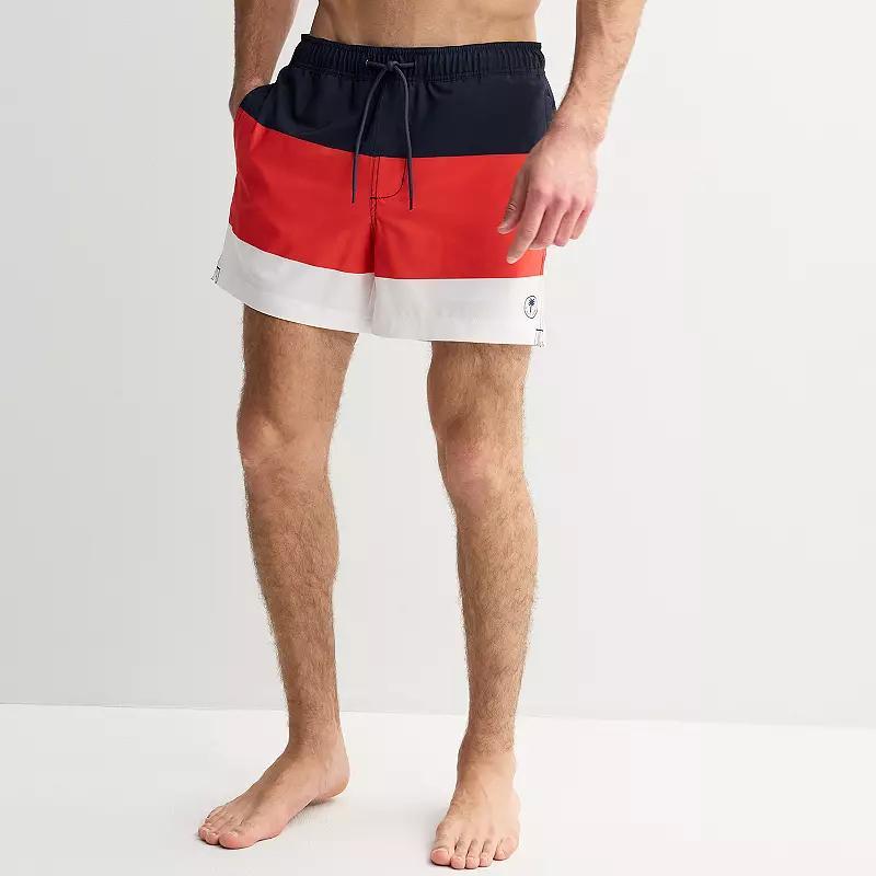 Men's Trinity Coast 5" Colorblock Swim Trunks, Size: Medium 5 INCH, Red White Blue Product Image