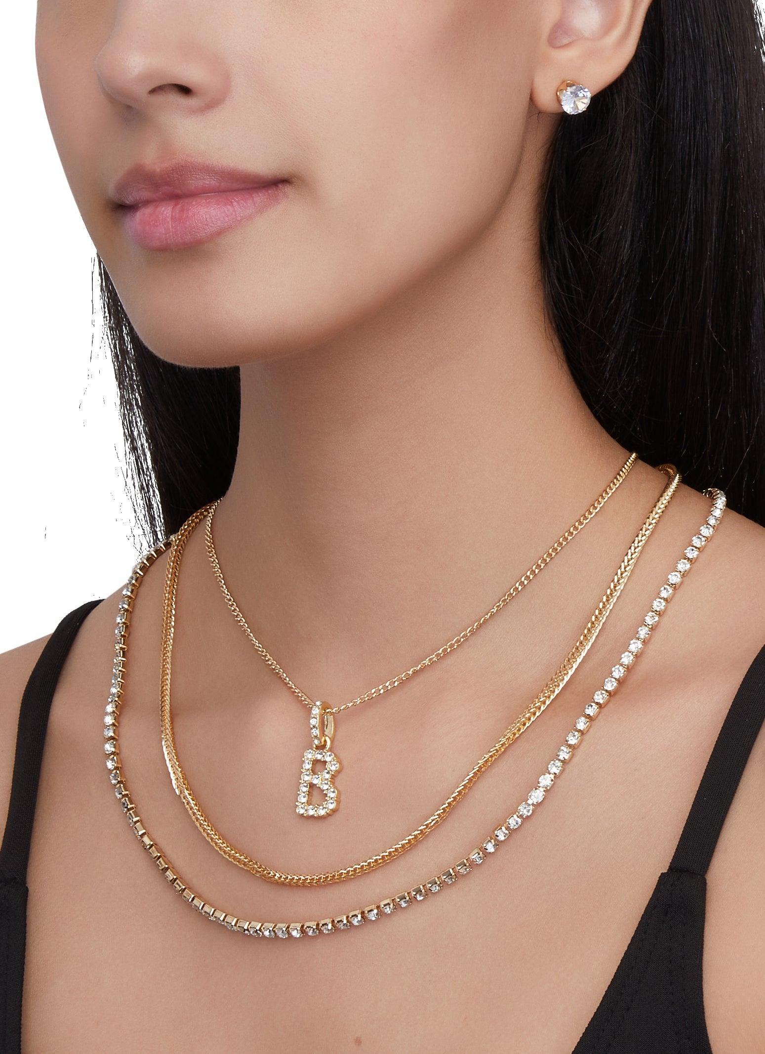 Religious Charm Layered Necklace and Drop Earrings Female Product Image