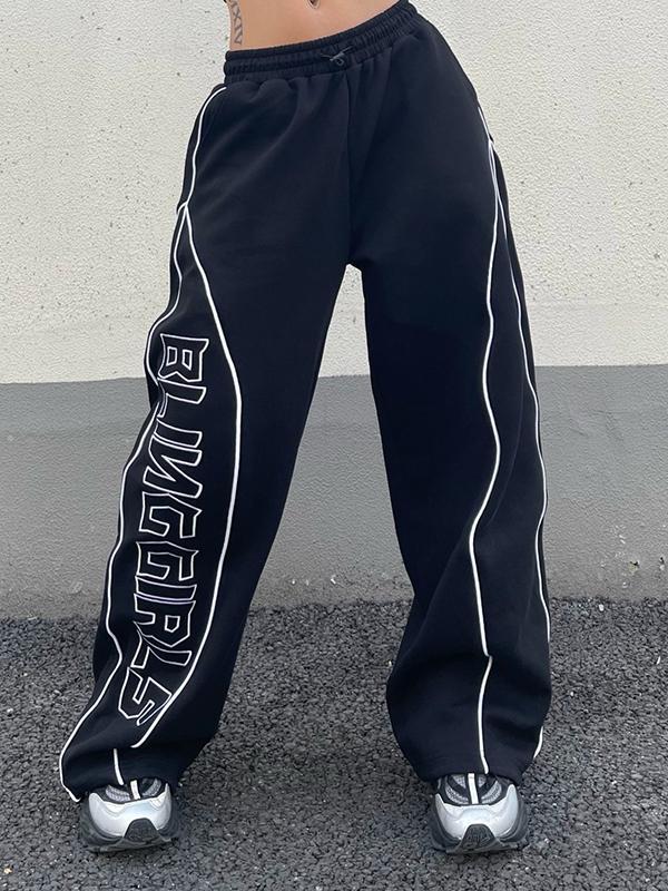Embroidery Patchwork Wide Leg Pants Product Image