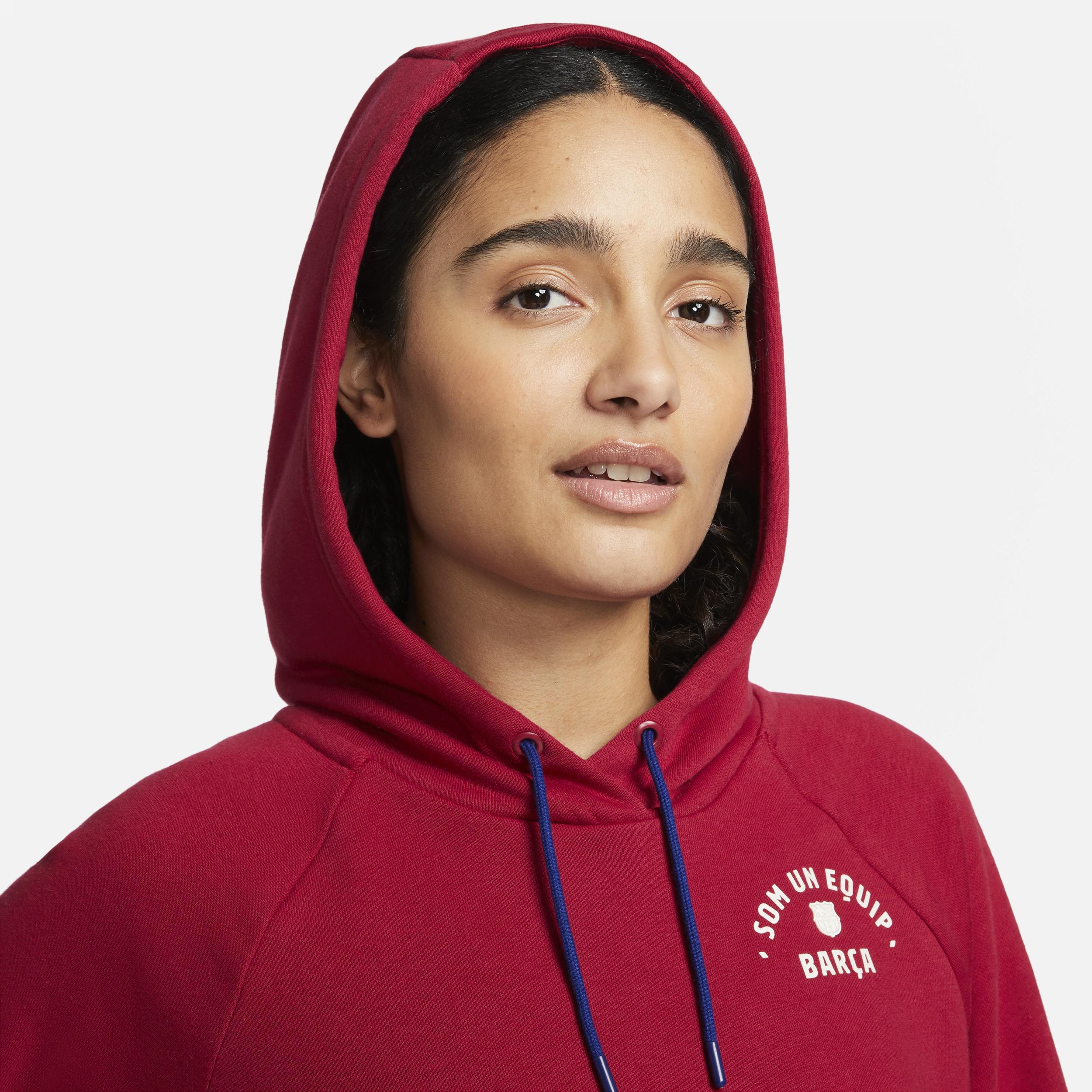 FC Barcelona Essential Nike Womens Fleece Pullover Hoodie | FD4146-620 Product Image
