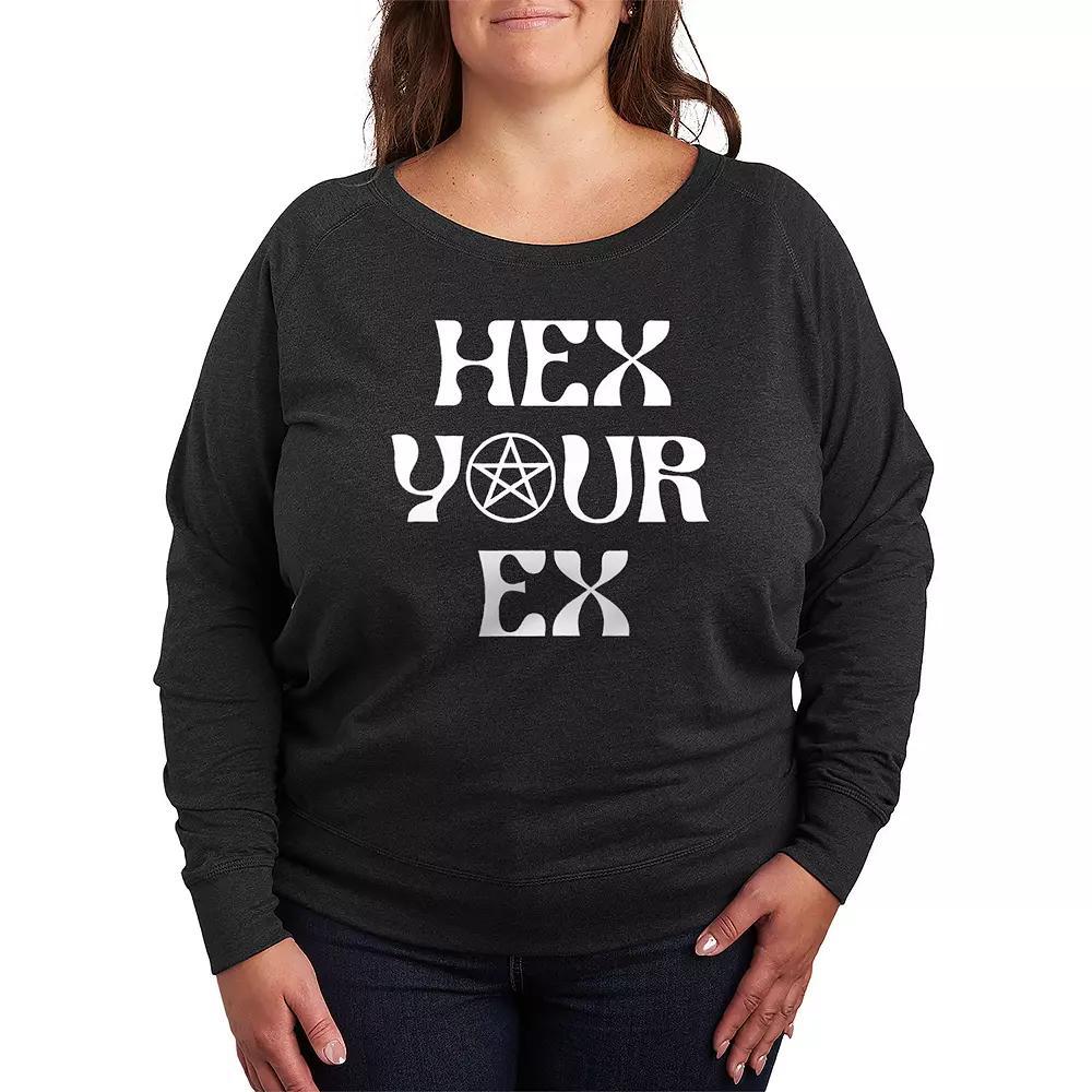 Plus Size Hex Your Ex French Terry Long Sleeve Tee, Womens Heather Grey Product Image
