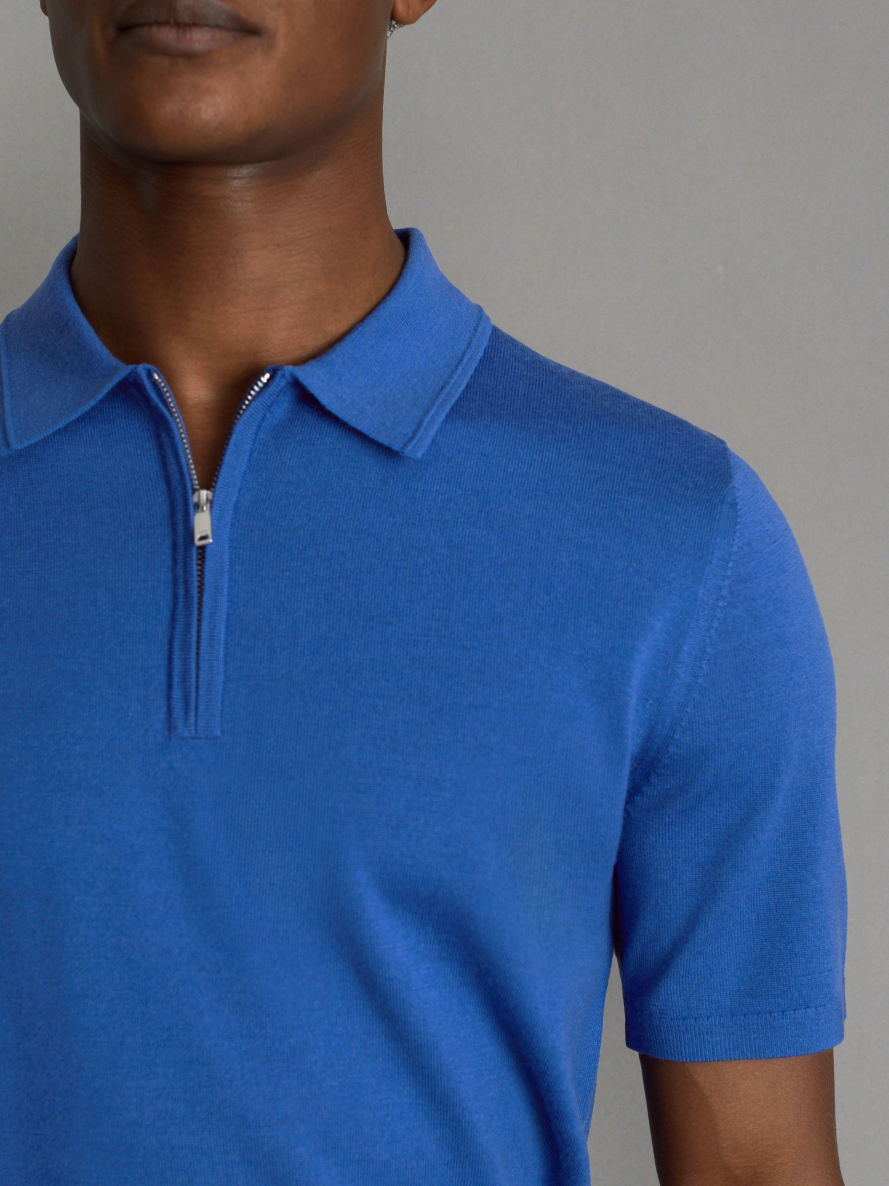 Maxwell Lapis Blue Merino Wool Half-Zip Polo Shirt Product Image