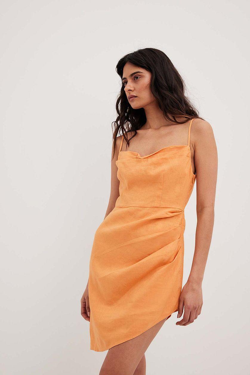 Overlap Waterfall Linen Dress Product Image