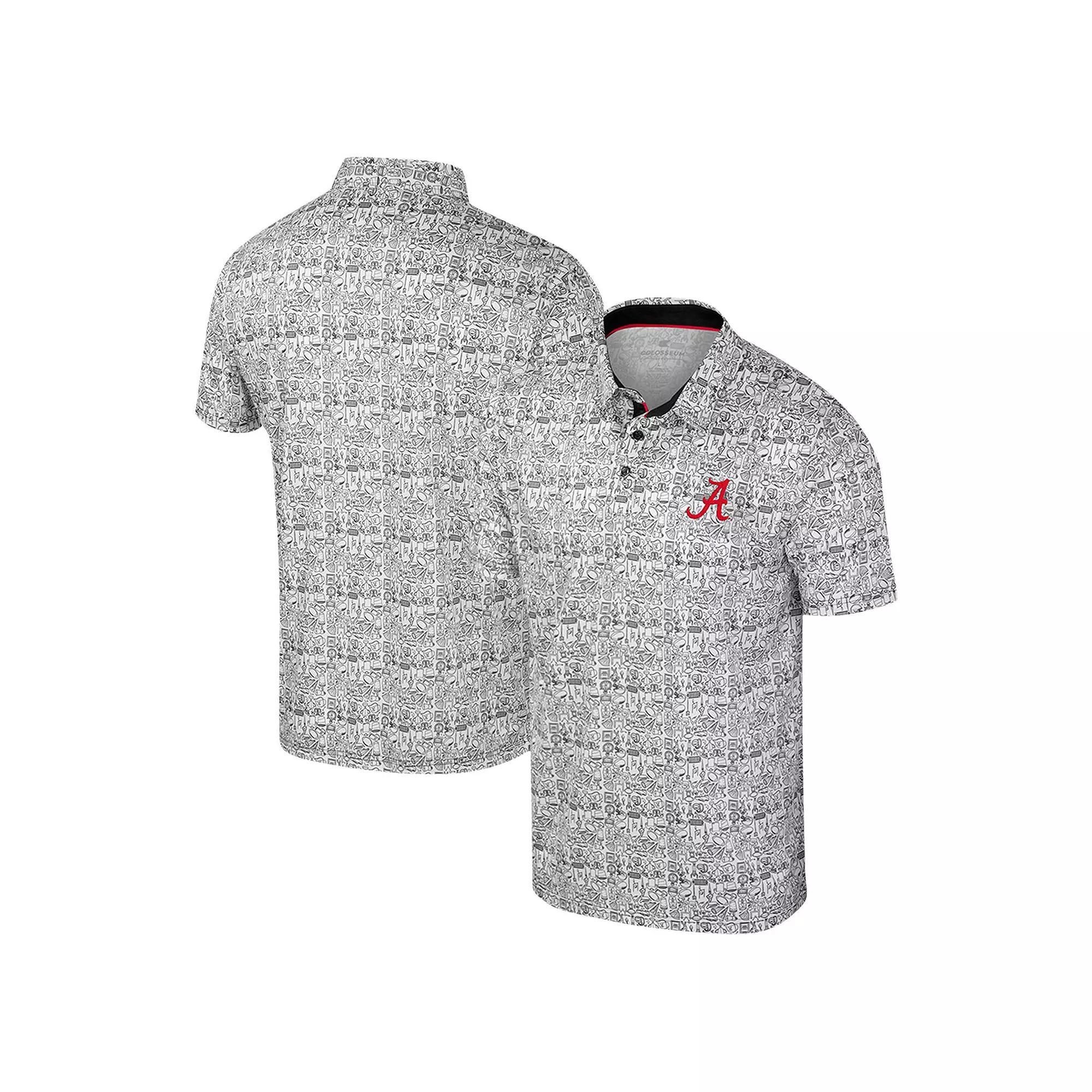 Men's Colosseum White Arkansas Razorbacks Big & Tall It's Time! Allover Printed Polo, Size: 5XLT Product Image