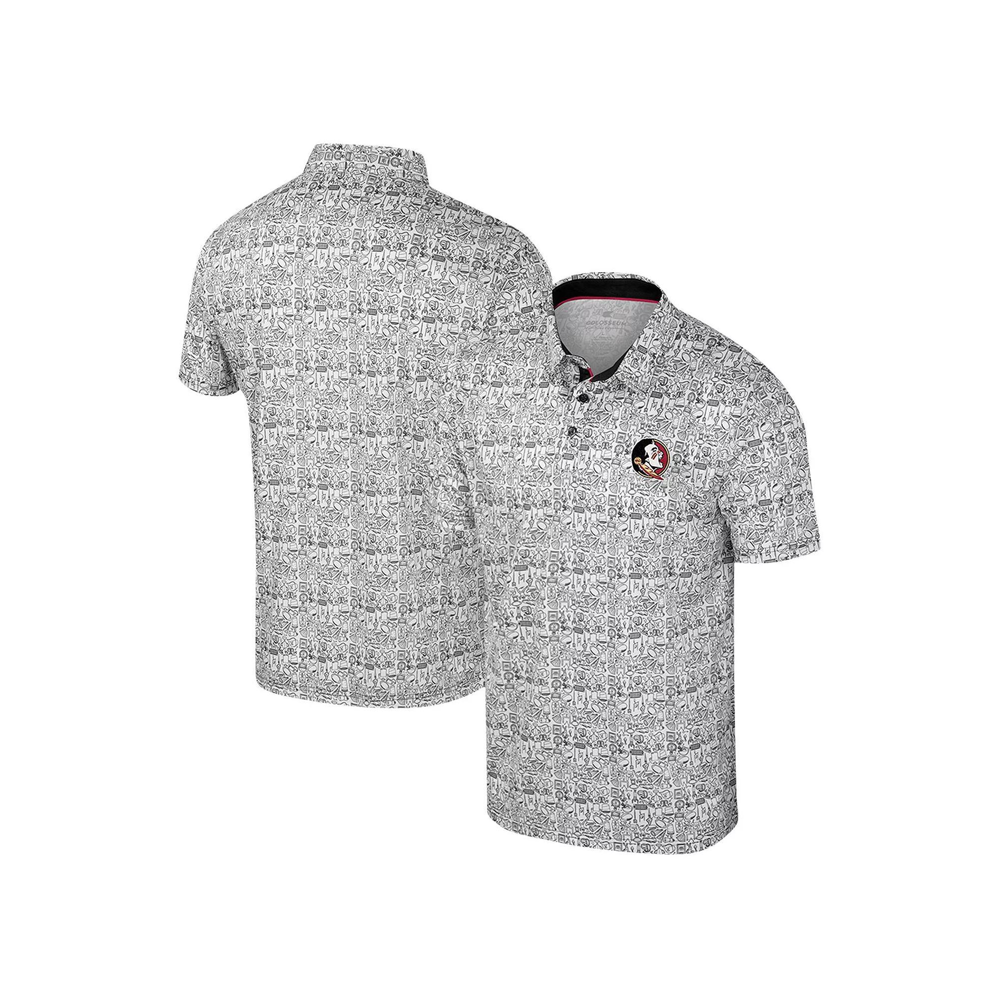 Men's Colosseum White Alabama Crimson Tide Big & Tall It's Time! Allover Printed Polo, Size: XLT Product Image