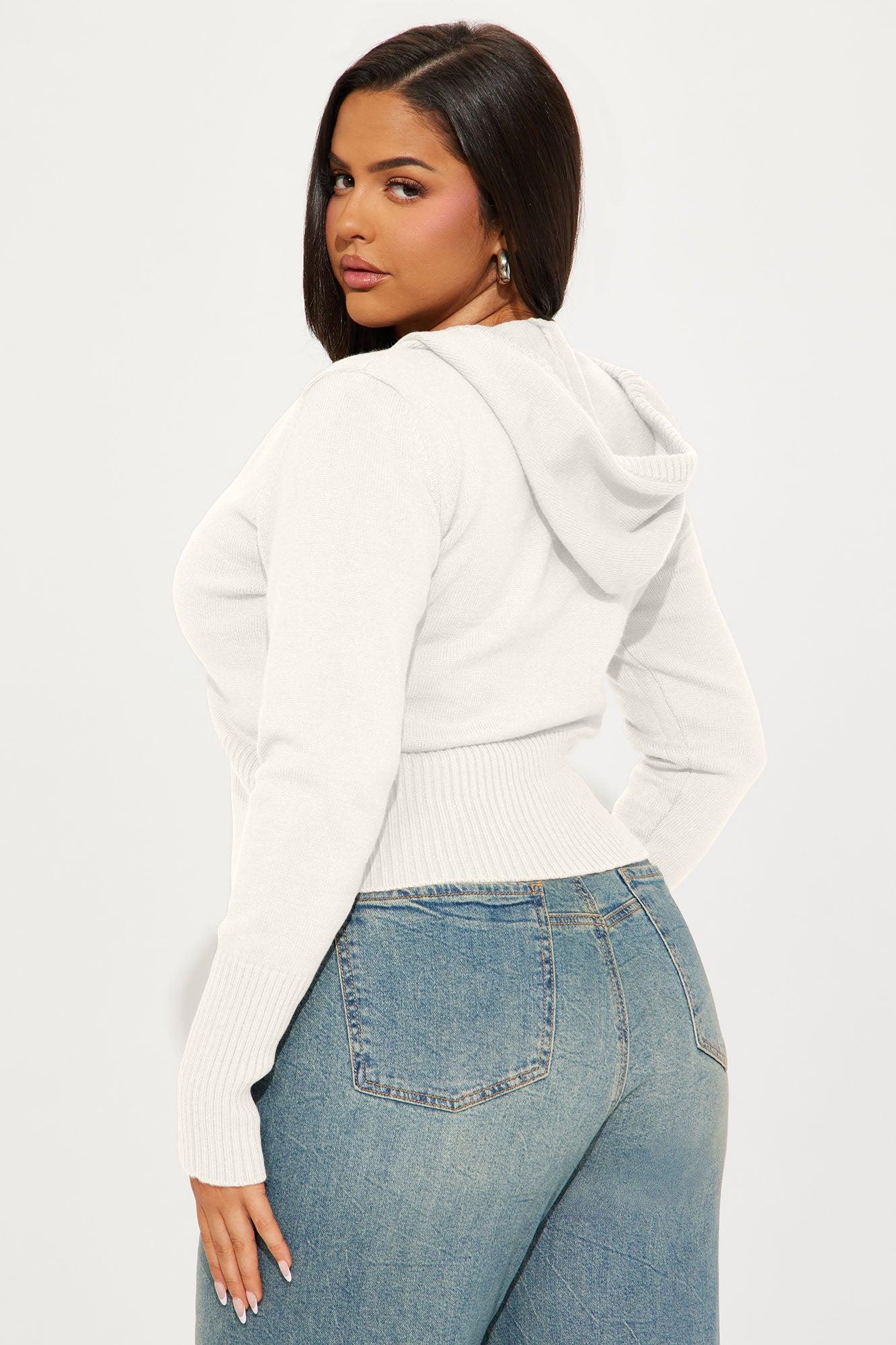 Lana Zip Up Sweater - White Female Product Image