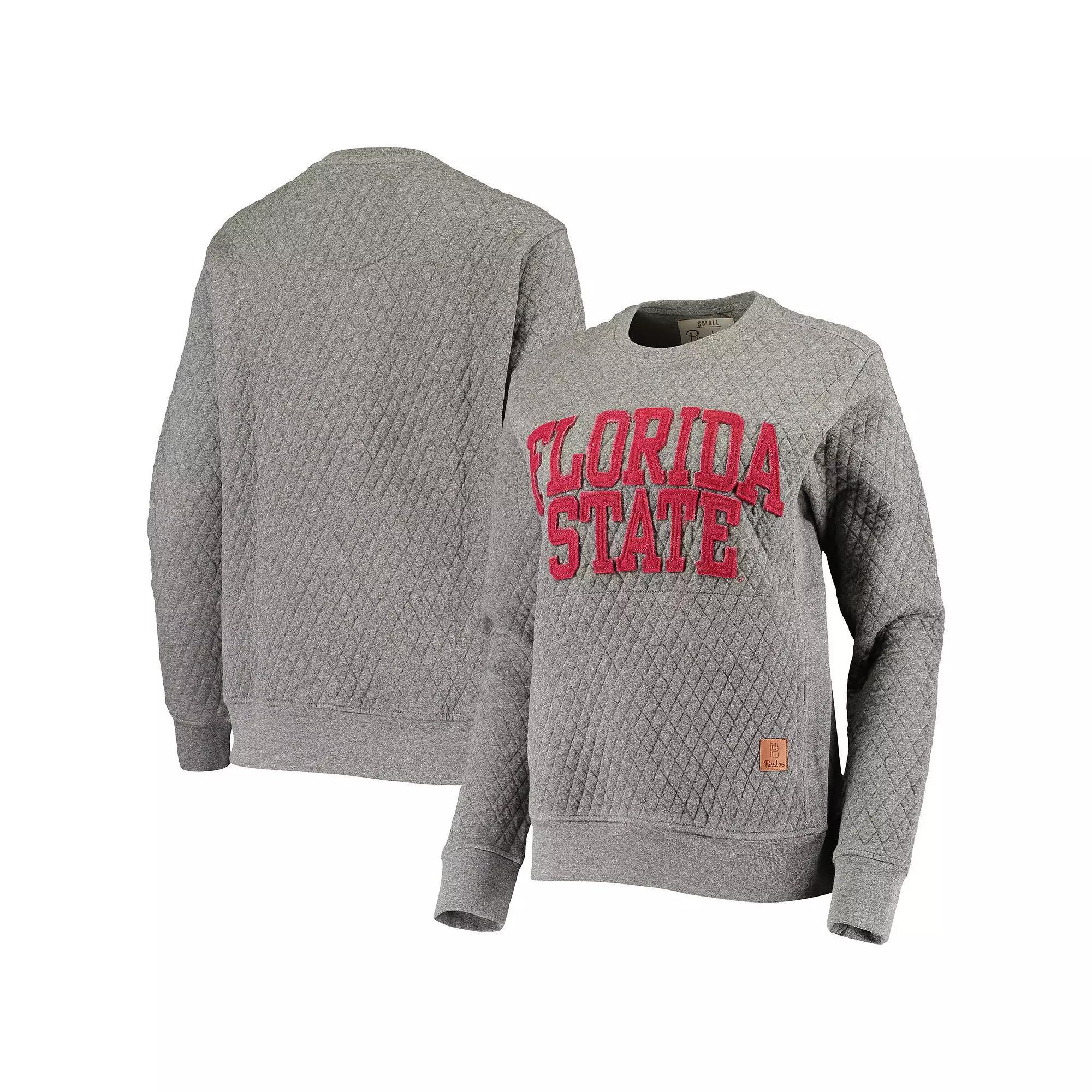 Women's Pressbox Heathered Gray Florida State Seminoles Moose Applique Quilted Pullover Sweatshirt, Size: XL, Grey Product Image