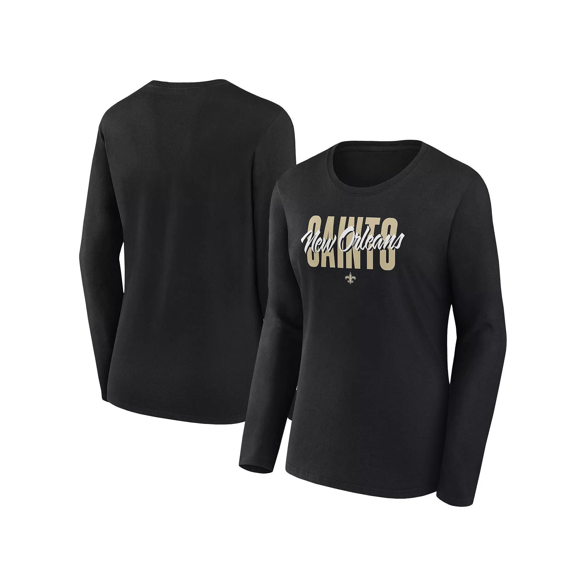 Women's Fanatics Black New Orleans Saints Long Sleeve Scoop Neck T-Shirt, Size: 4XL Product Image