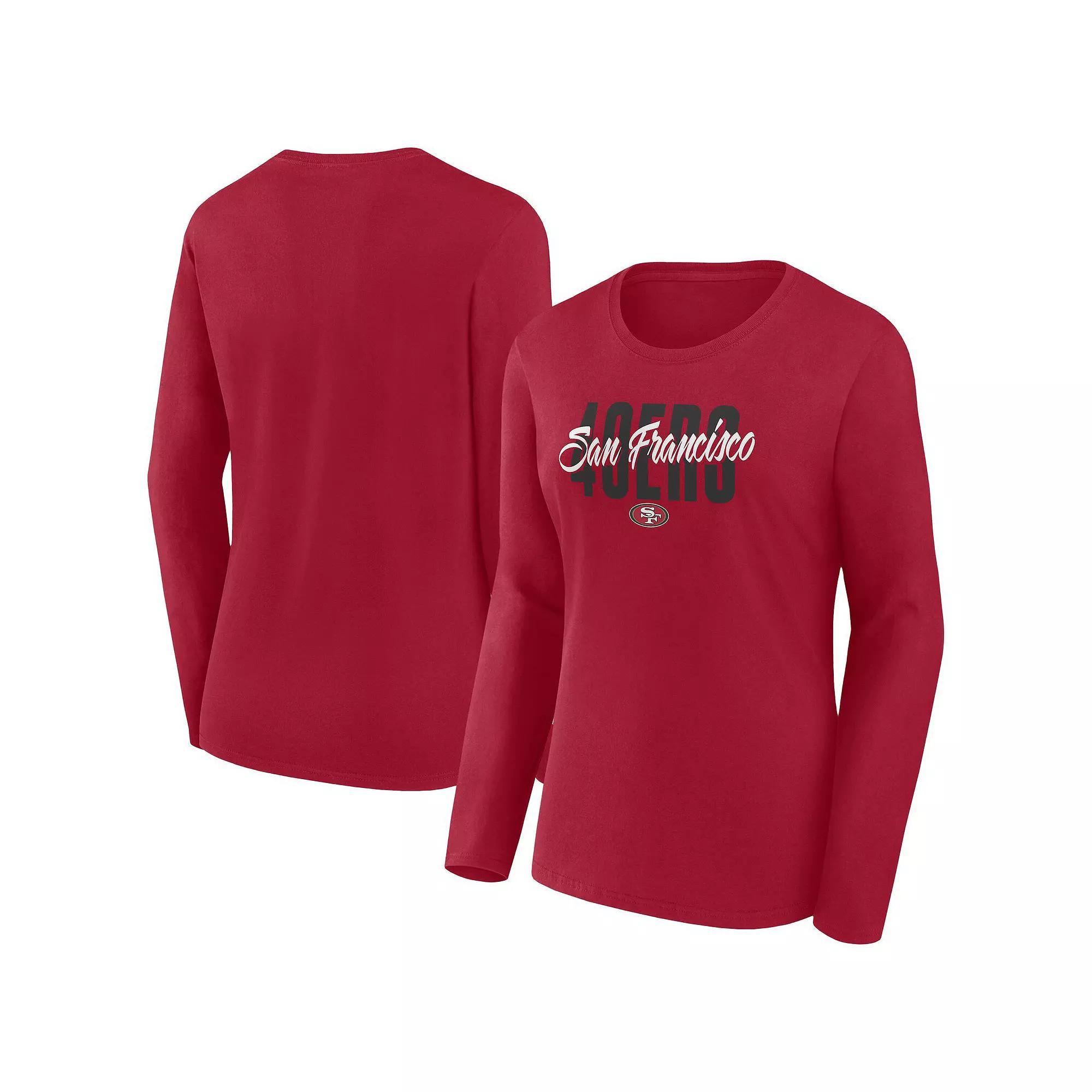 Women's Fanatics Scarlet San Francisco 49ers Long Sleeve Scoop Neck T-Shirt, Size: 3XL, Red Product Image