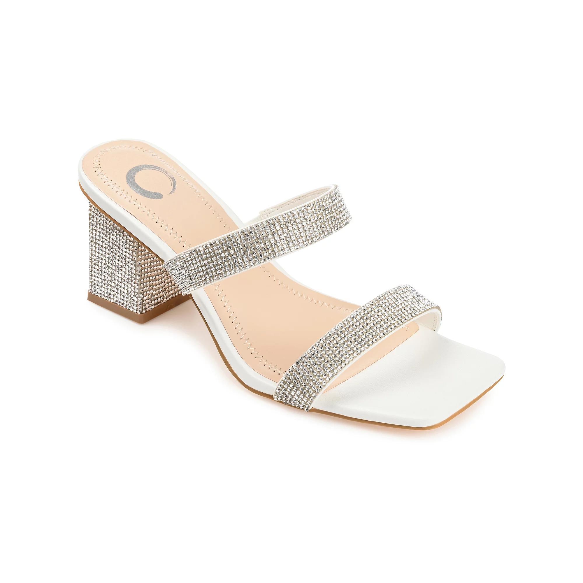 Journee Shandee Womens Tru Comfort Foam Rhinestone Block Heel Sandals Product Image