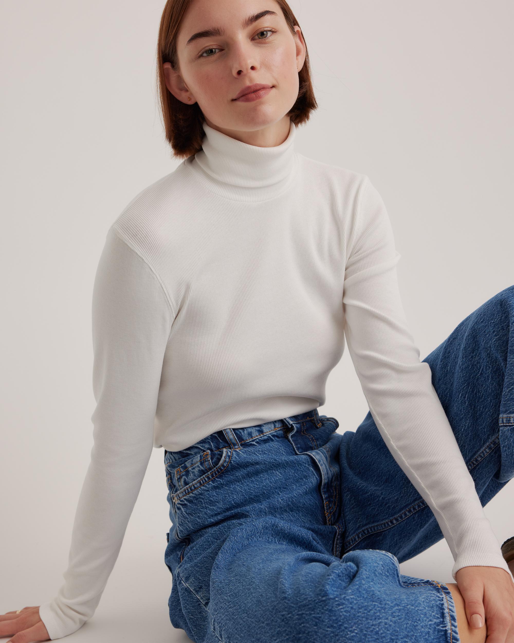 Quince | Women's Micro-Rib Turtleneck Sweater Organic Cotton Product Image
