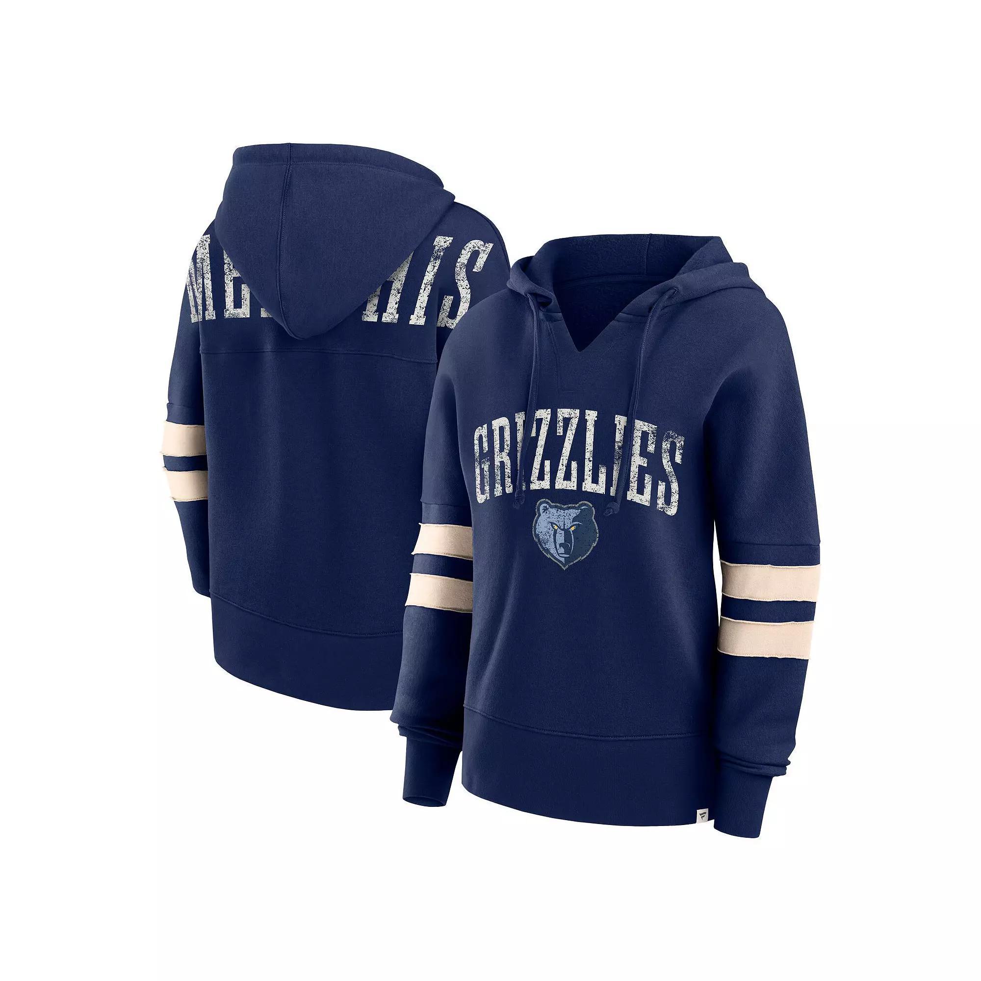 Women's Fanatics Branded Navy Memphis Grizzlies Bold Move Dolman V-Neck Pullover Hoodie, Size: Medium, Grz Blue Product Image