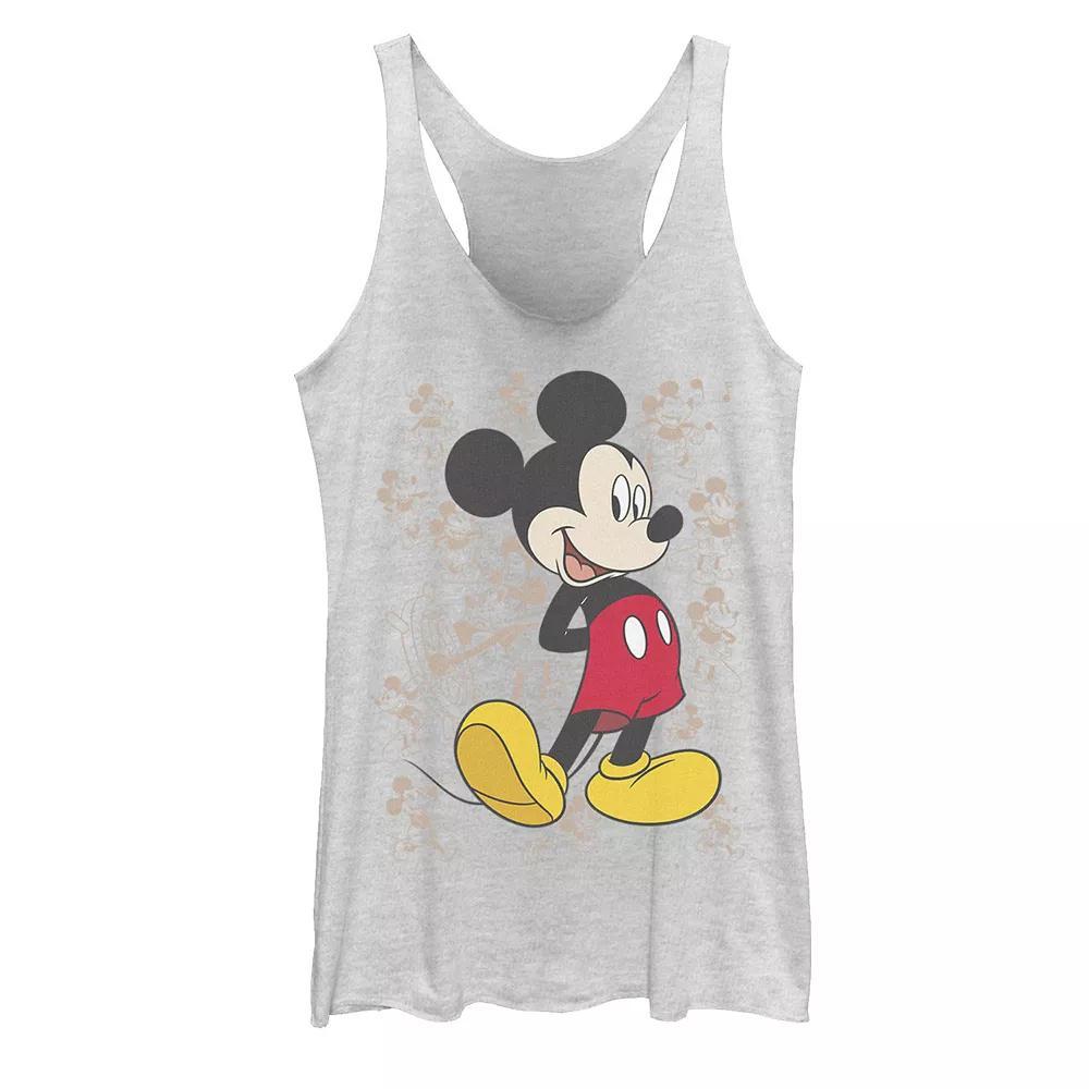 Juniors' Disney Mickey Mouse Many Mickeys Background Tank, Girl's, Size: XL, White Grey Product Image
