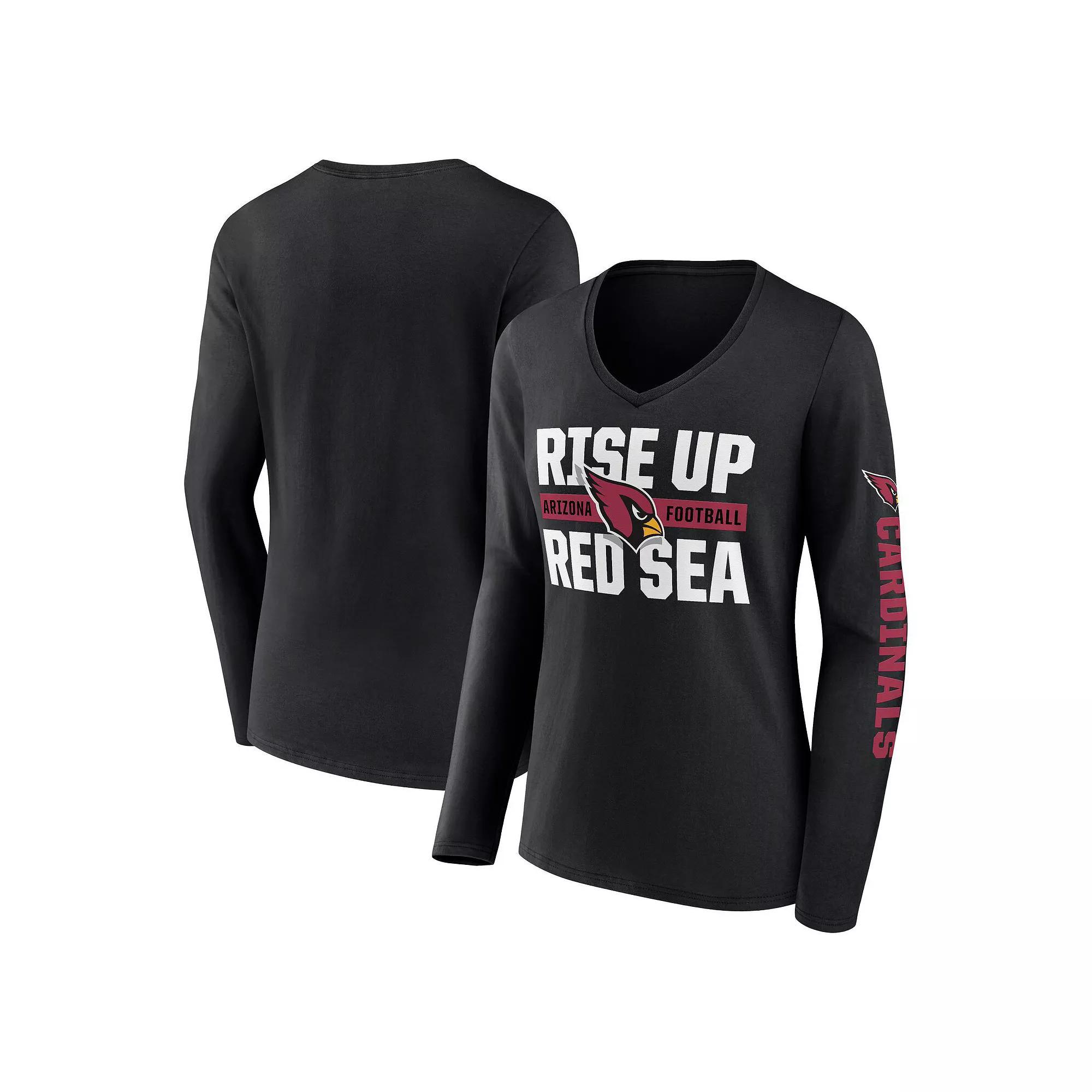 Women's Fanatics Black Arizona Cardinals Hometown Sweep Long Sleeve V-Neck T-Shirt, Size: Large Product Image