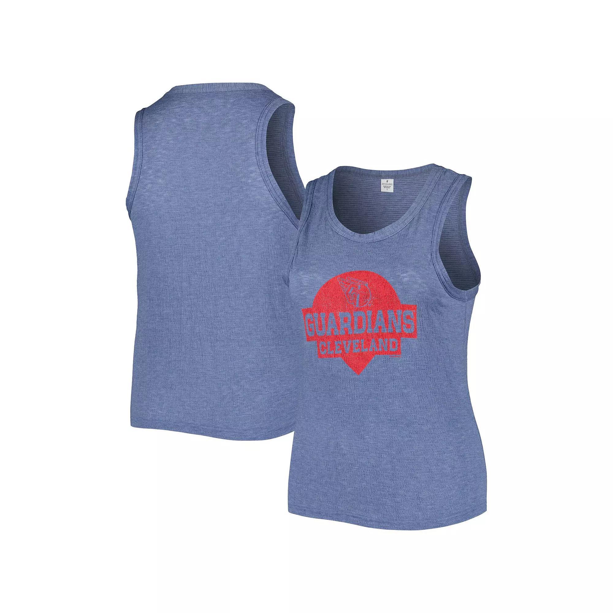 Women's Soft as a Grape Navy Cleveland Guardians Plus Size High Neck Tri-Blend Tank Top, Size: 1XL, Grd Blue Product Image