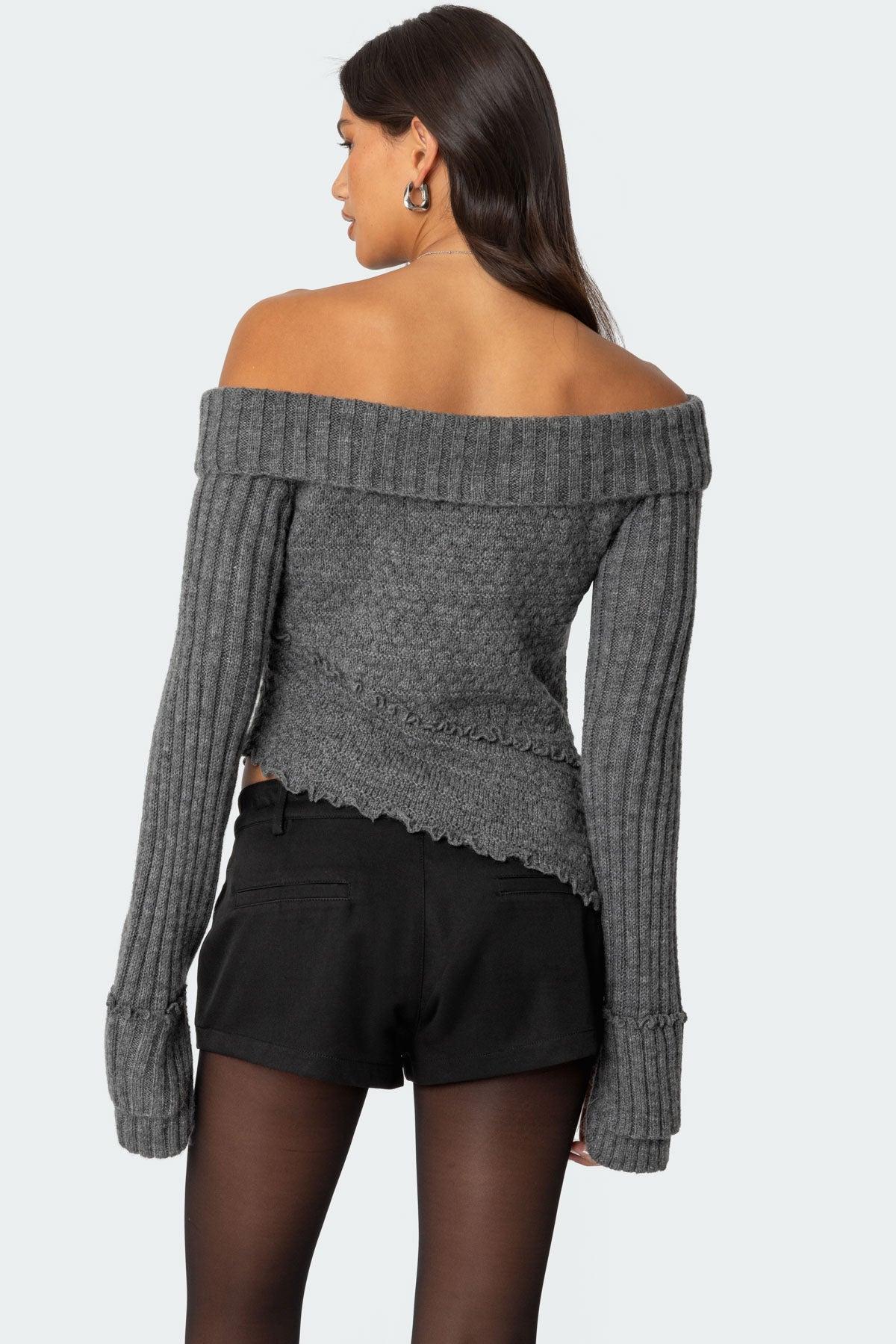 Mikkie Asymmetric Fold Over Knit Top Product Image