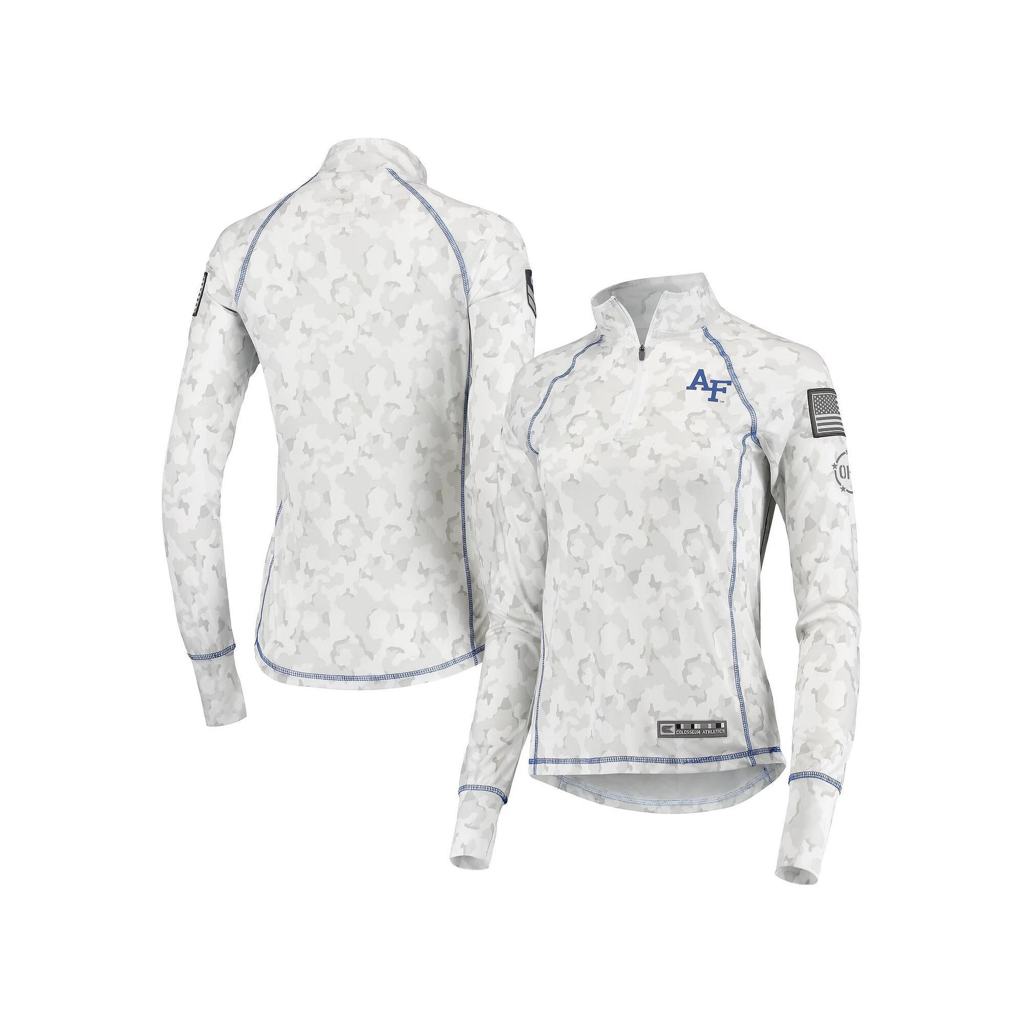 Women's Colosseum White Air Force Falcons OHT Military Appreciation Officer Arctic Camo 1/4-Zip Jacket, Size: 2XL, Afa White Product Image