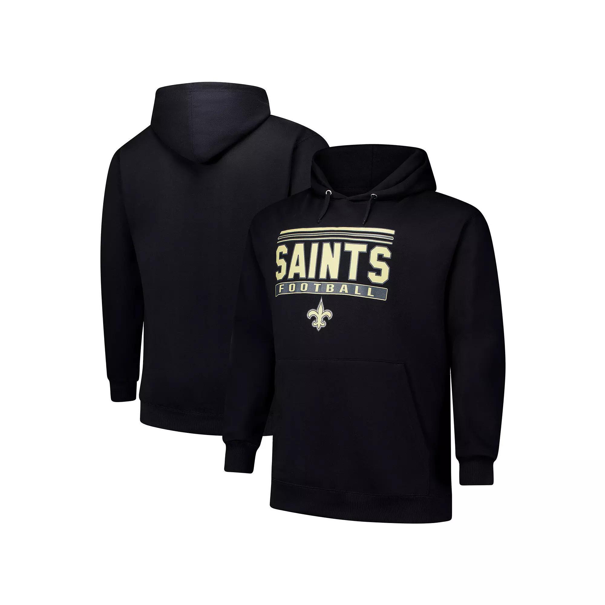 Men's Fanatics Black New Orleans Saints Big & Tall Pop Pullover Hoodie, Size: 3XB Product Image