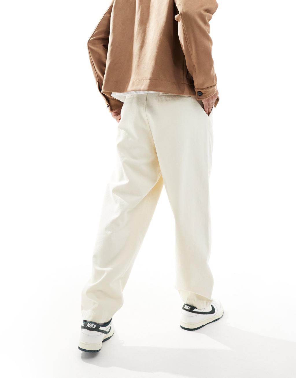 ASOS DESIGN balloon fit chino pants in ecru Product Image
