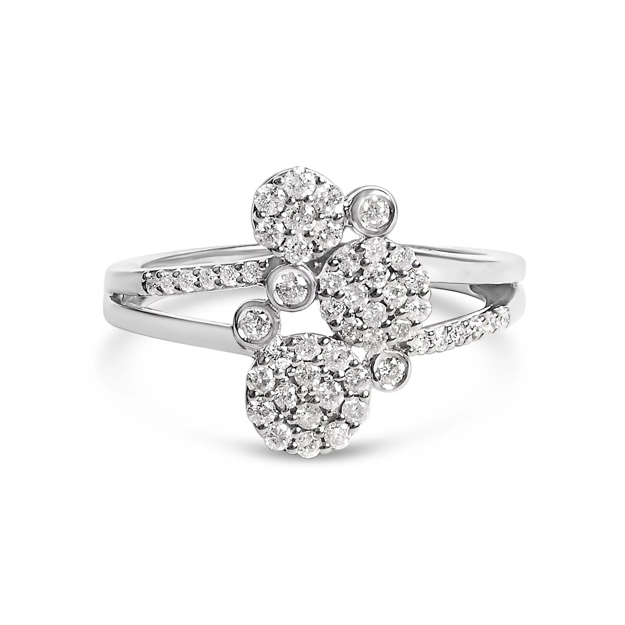 Haus of Brilliance Sterling Silver 1/2 Carat T.W. Diamond Scatter Composite Bypass Ring, Women's, Size: 5 Product Image