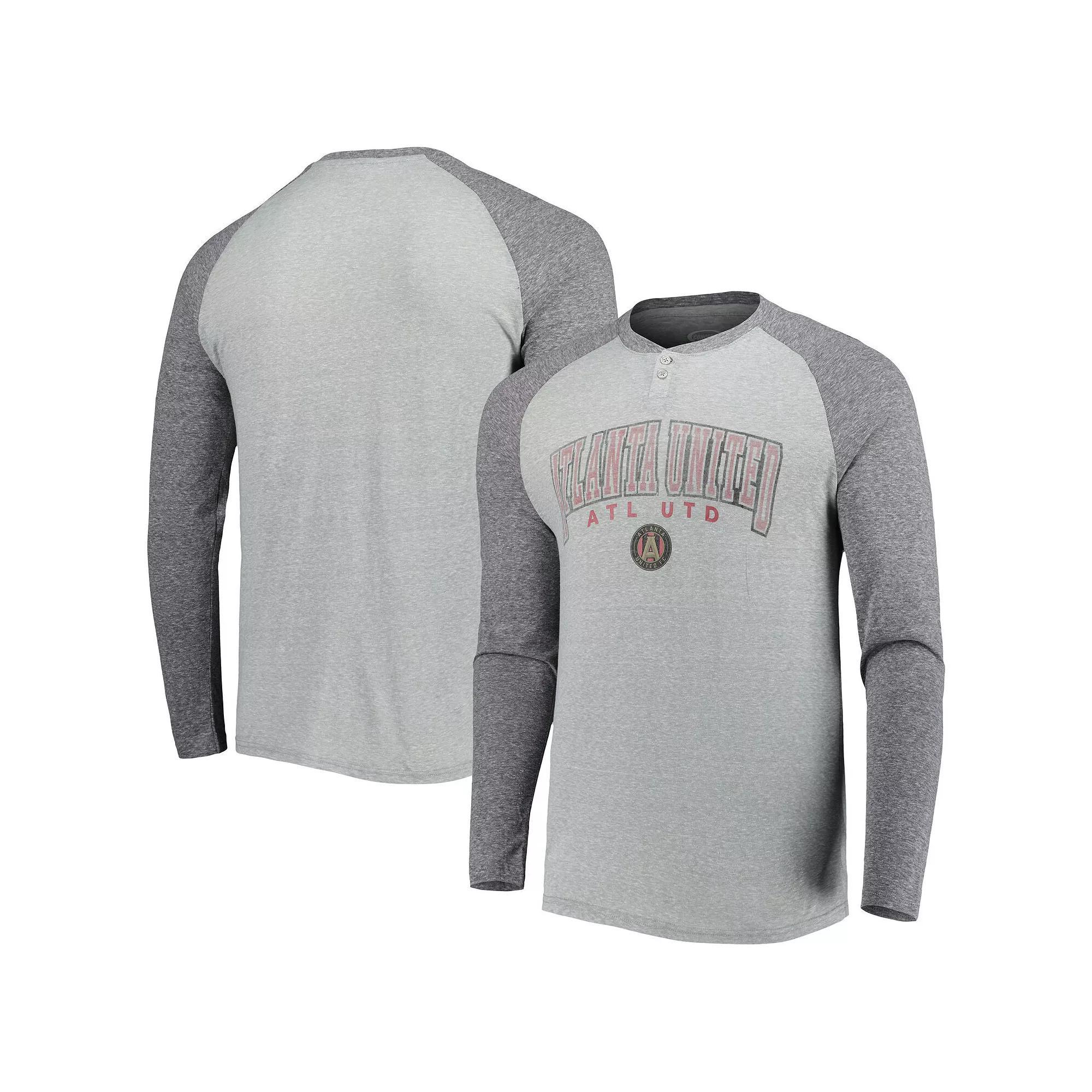 Men's Concepts Sport Heathered Gray/Heathered Charcoal Atlanta United FC Ledger Raglan Long Sleeve T-Shirt, Size: Medium, Atu Charco Product Image