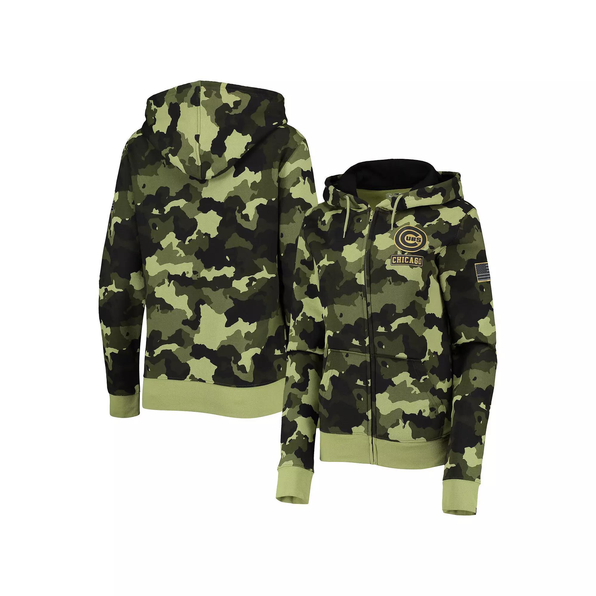 Women's New Era Green Chicago Cubs 2022 MLB Armed Forces Day Camo Full-Zip Hoodie, Size: Medium Product Image