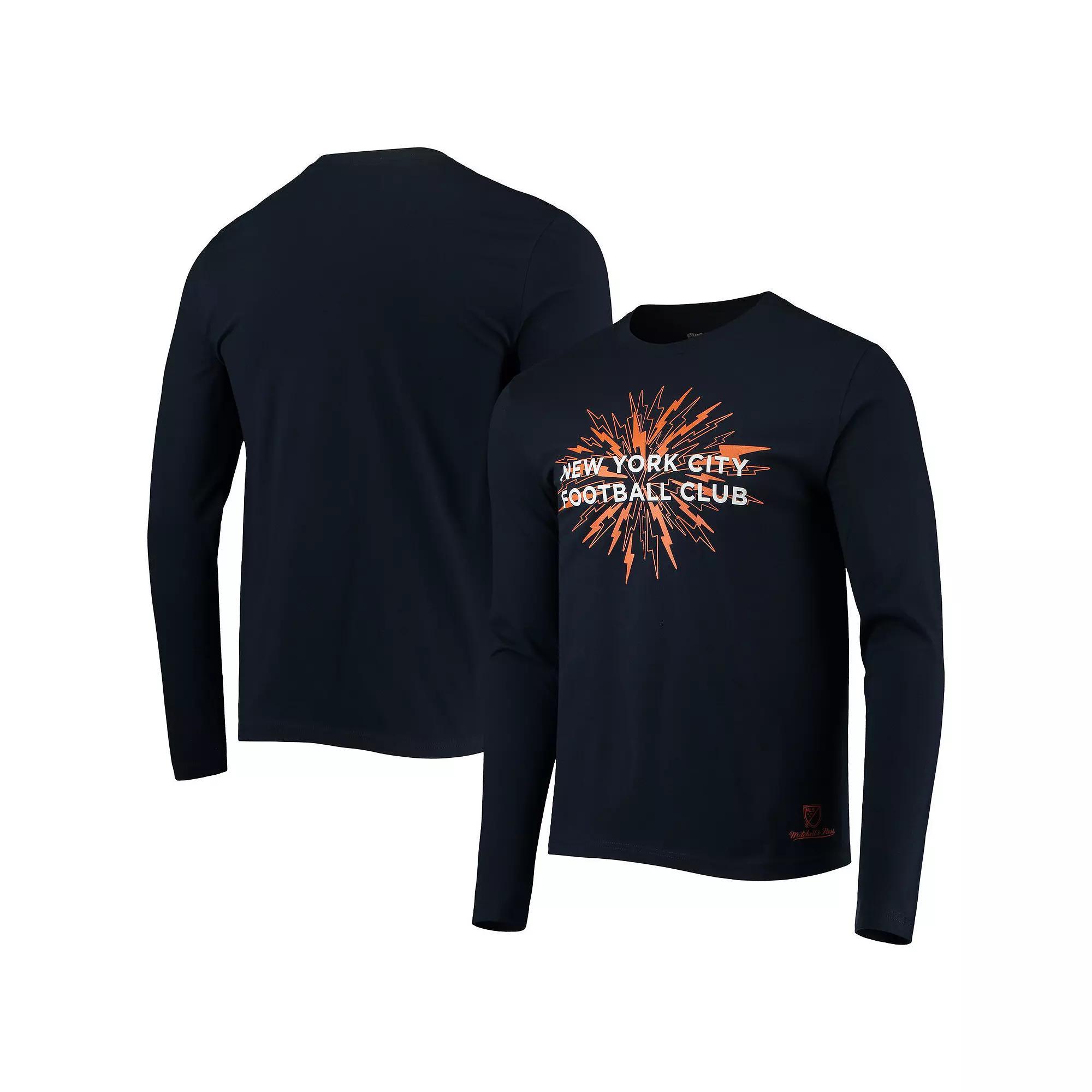 Men's Mitchell & Ness Navy New York City FC For The City Long Sleeve T-Shirt, Size: Large, Blue Product Image