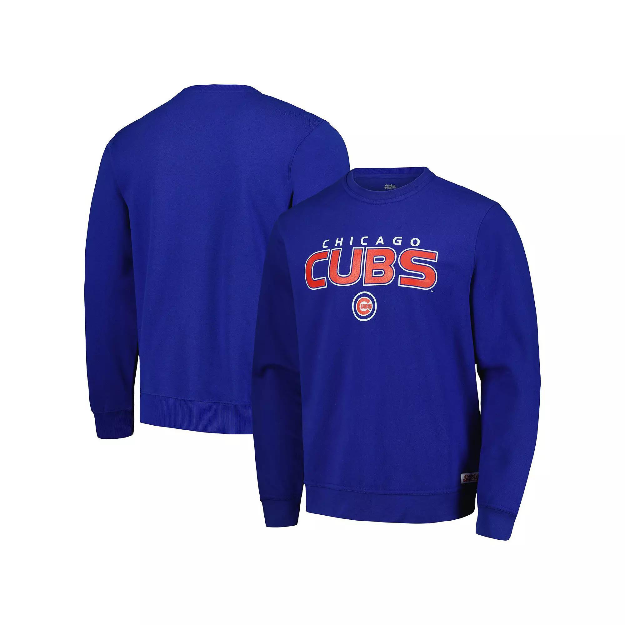 Men's Stitches  Royal Chicago Cubs Pullover Sweatshirt, Size: Small, Blue Product Image